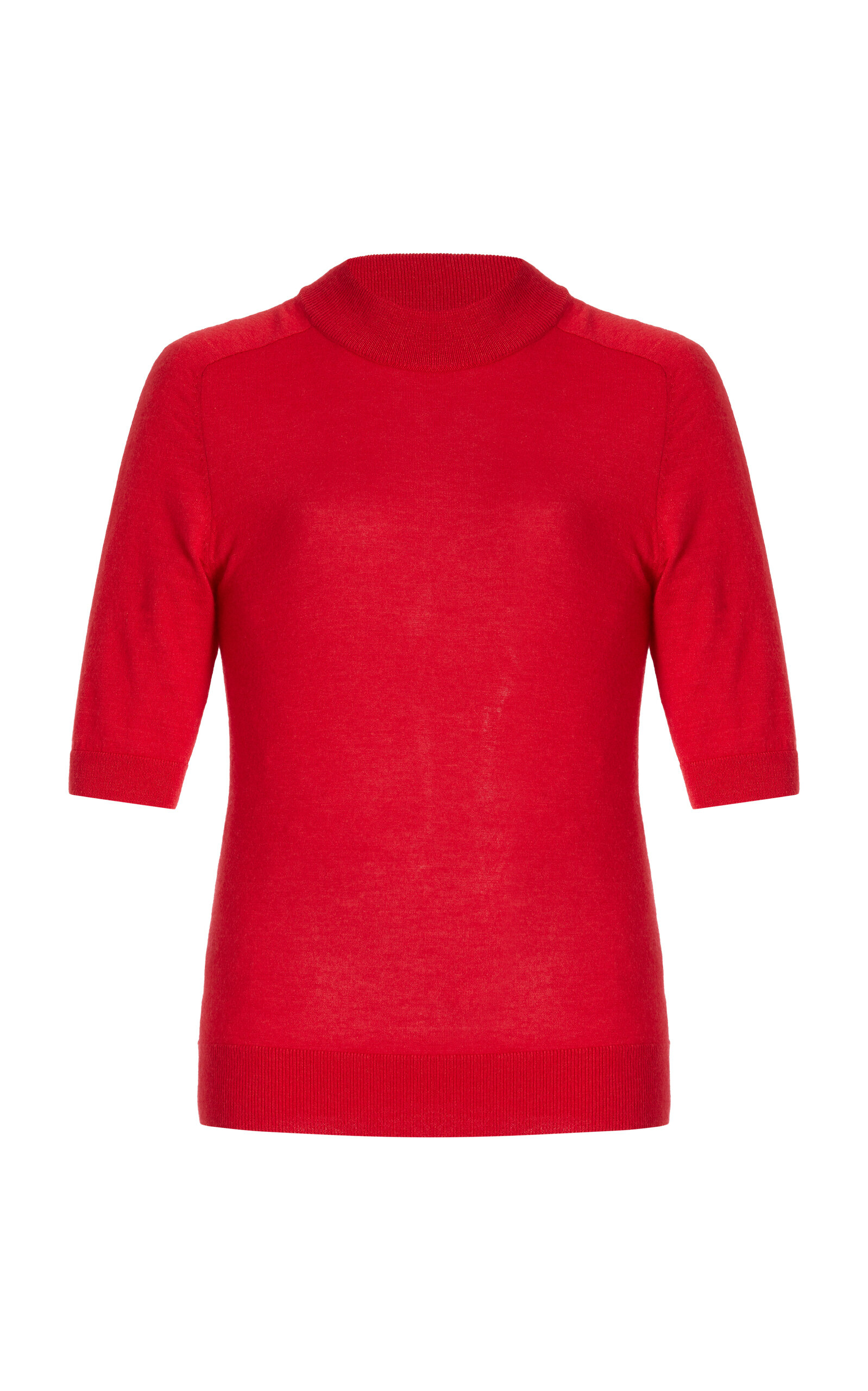 Carolina Herrera Turtleneck Knit Top In Red