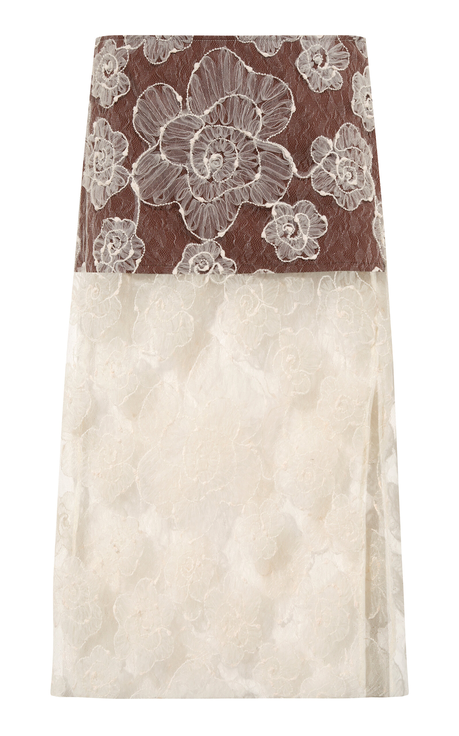 Siedres Siam Floral Tulle Midi Skirt In White