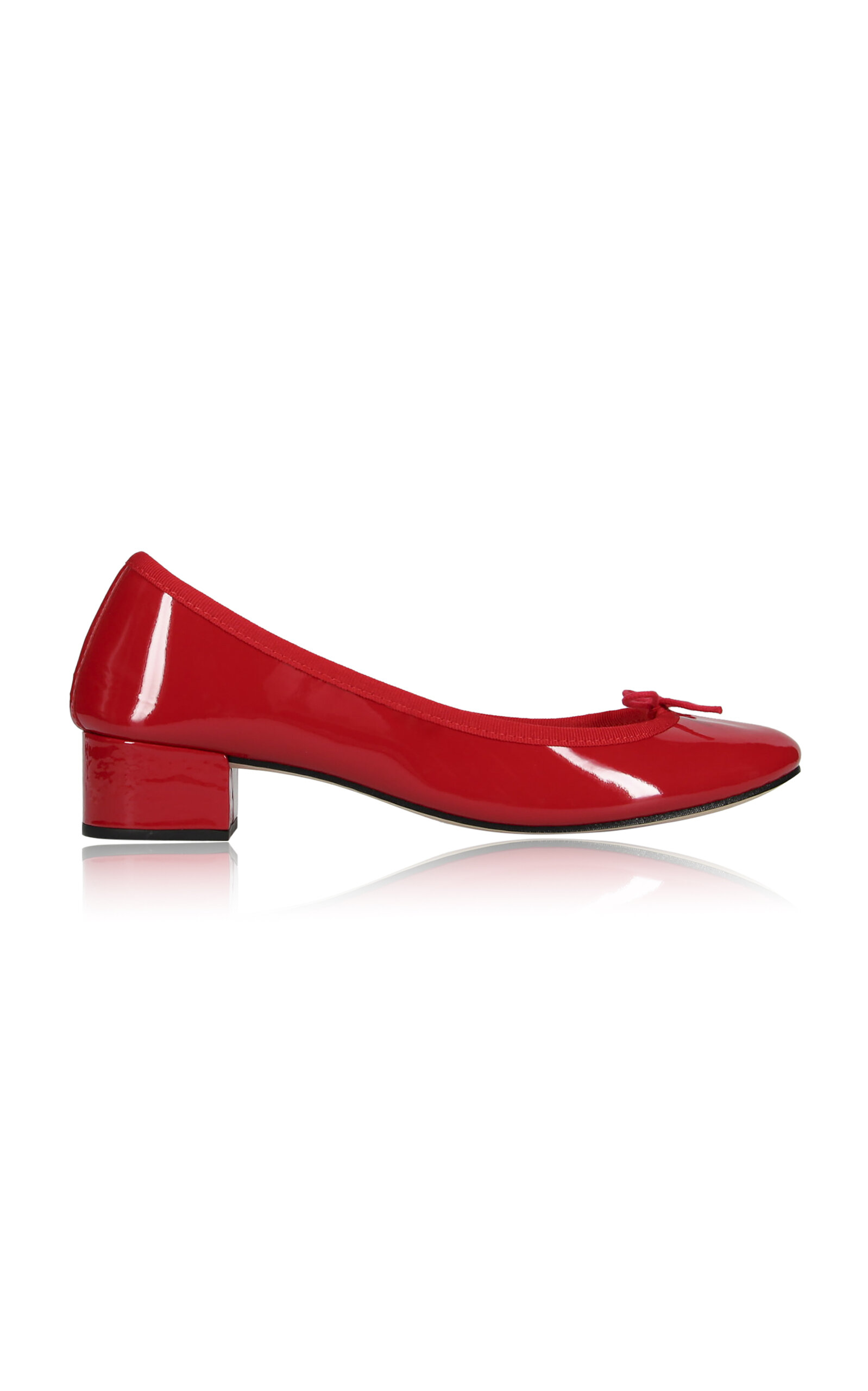 Repetto Camille Patent Leather Kitten Heeled Ballerina Pumps In Red
