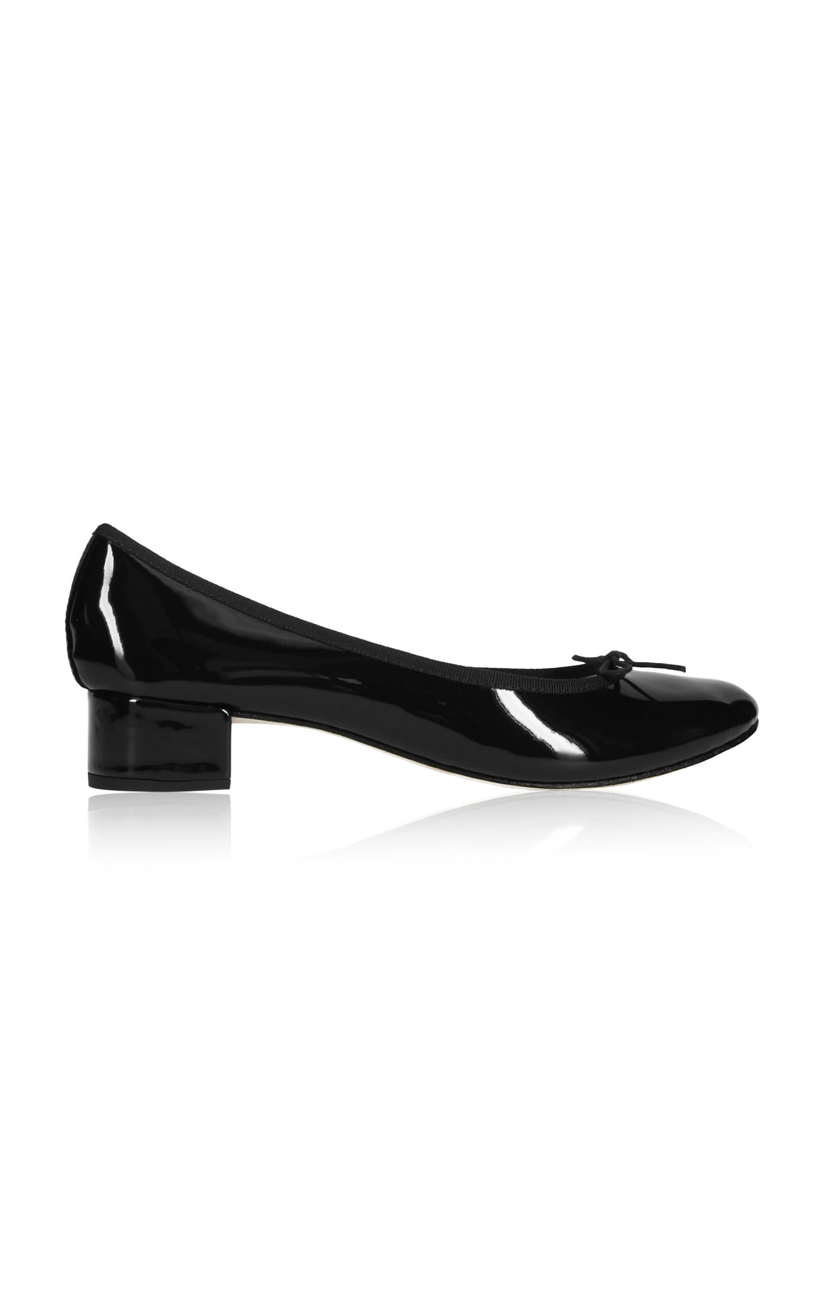 REPETTO CAMILLE PATENT LEATHER KITTEN HEELED BALLERINA PUMPS