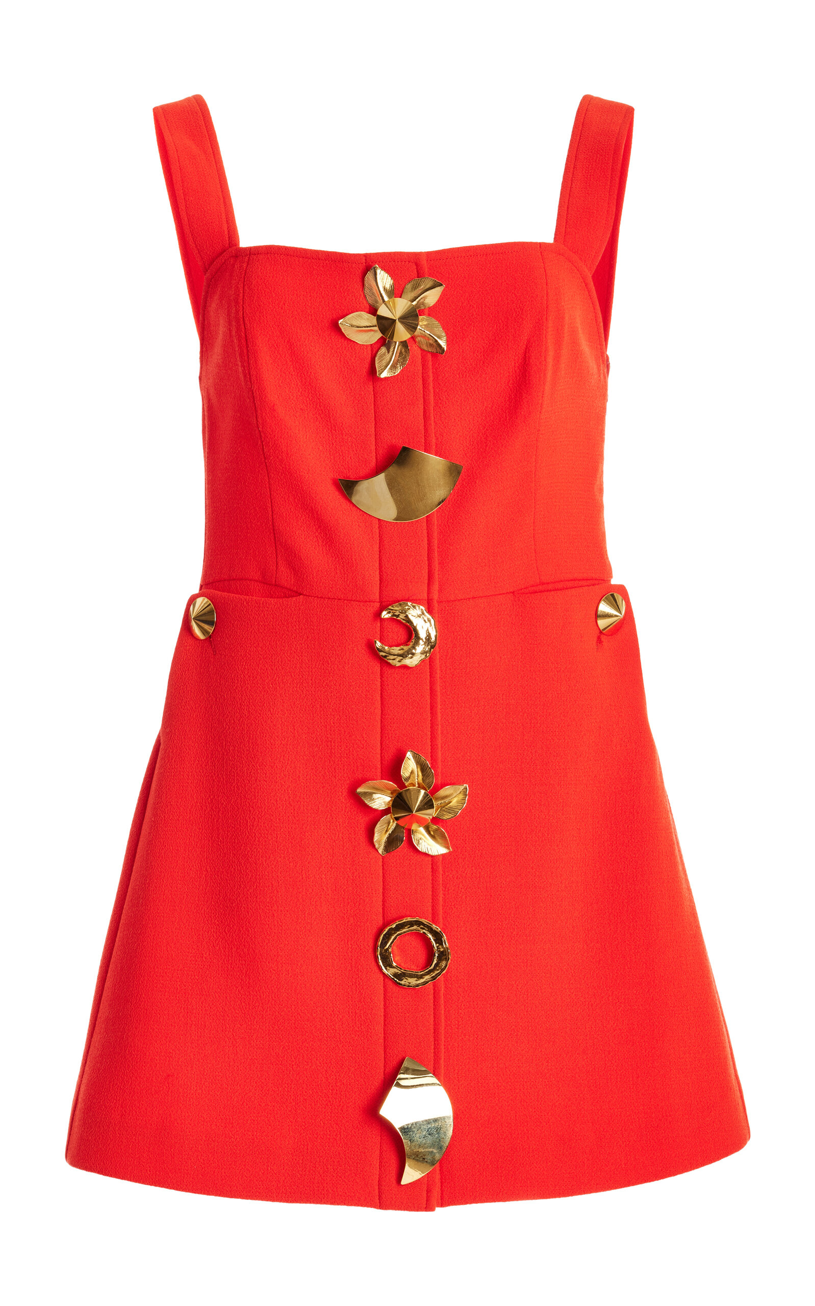 Harbison Quantum Embellished Twill Mini Dress In Orange