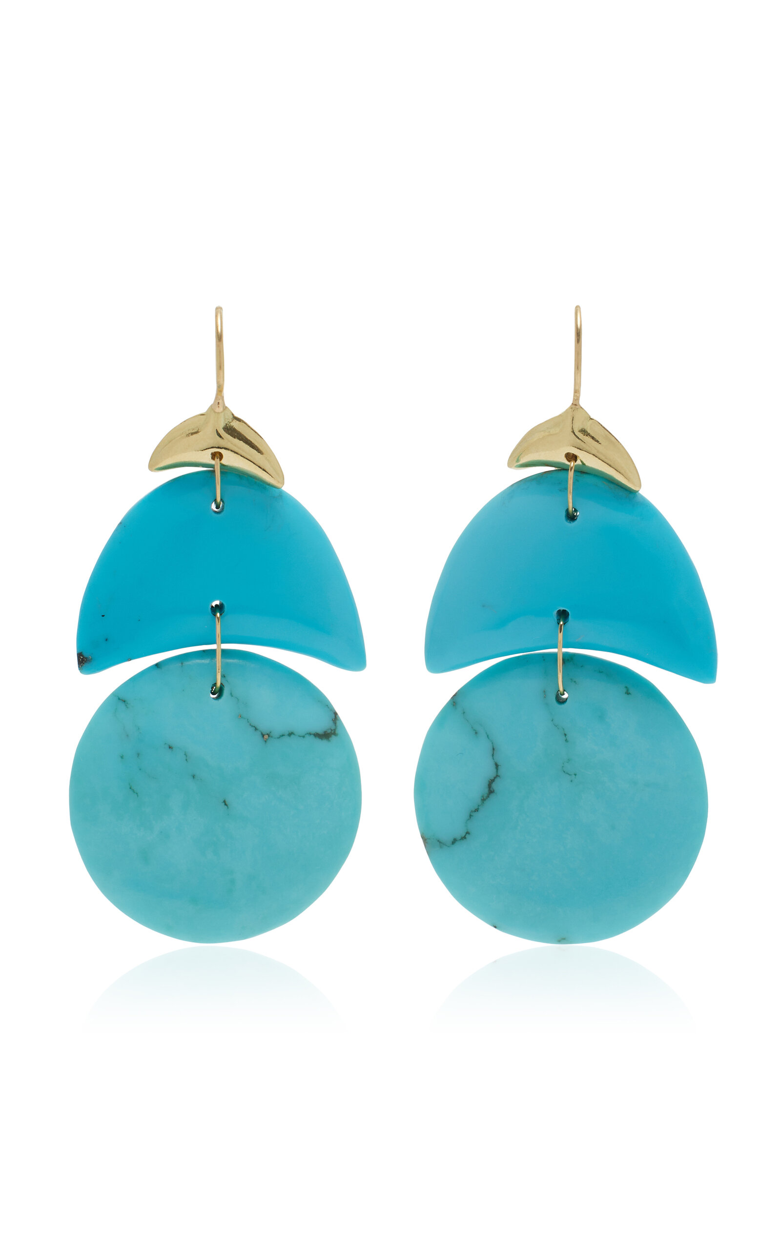 Small Arp 18k Yellow Gold Turquoise Earrings