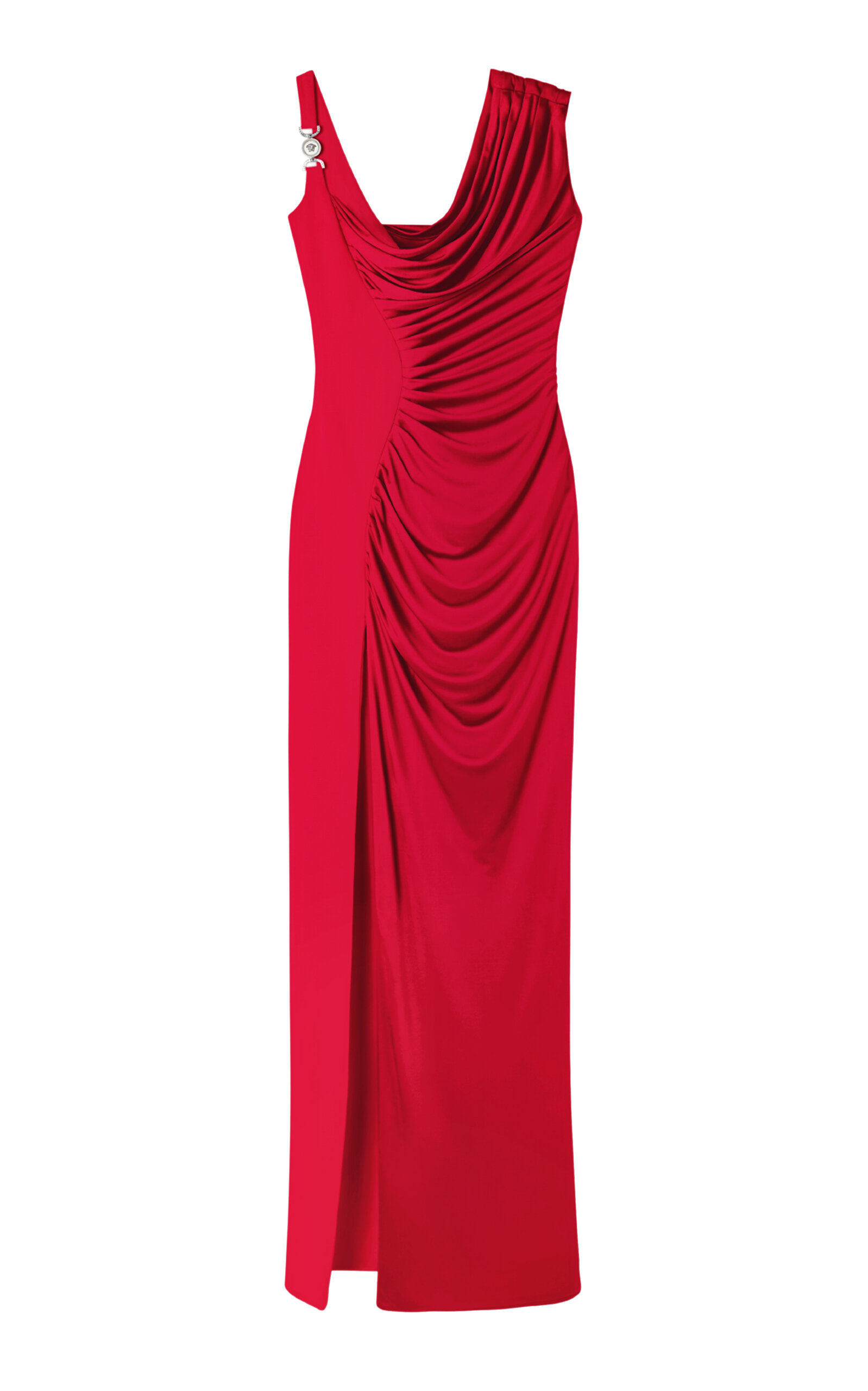 Versace Draped Jersey Gown - Red