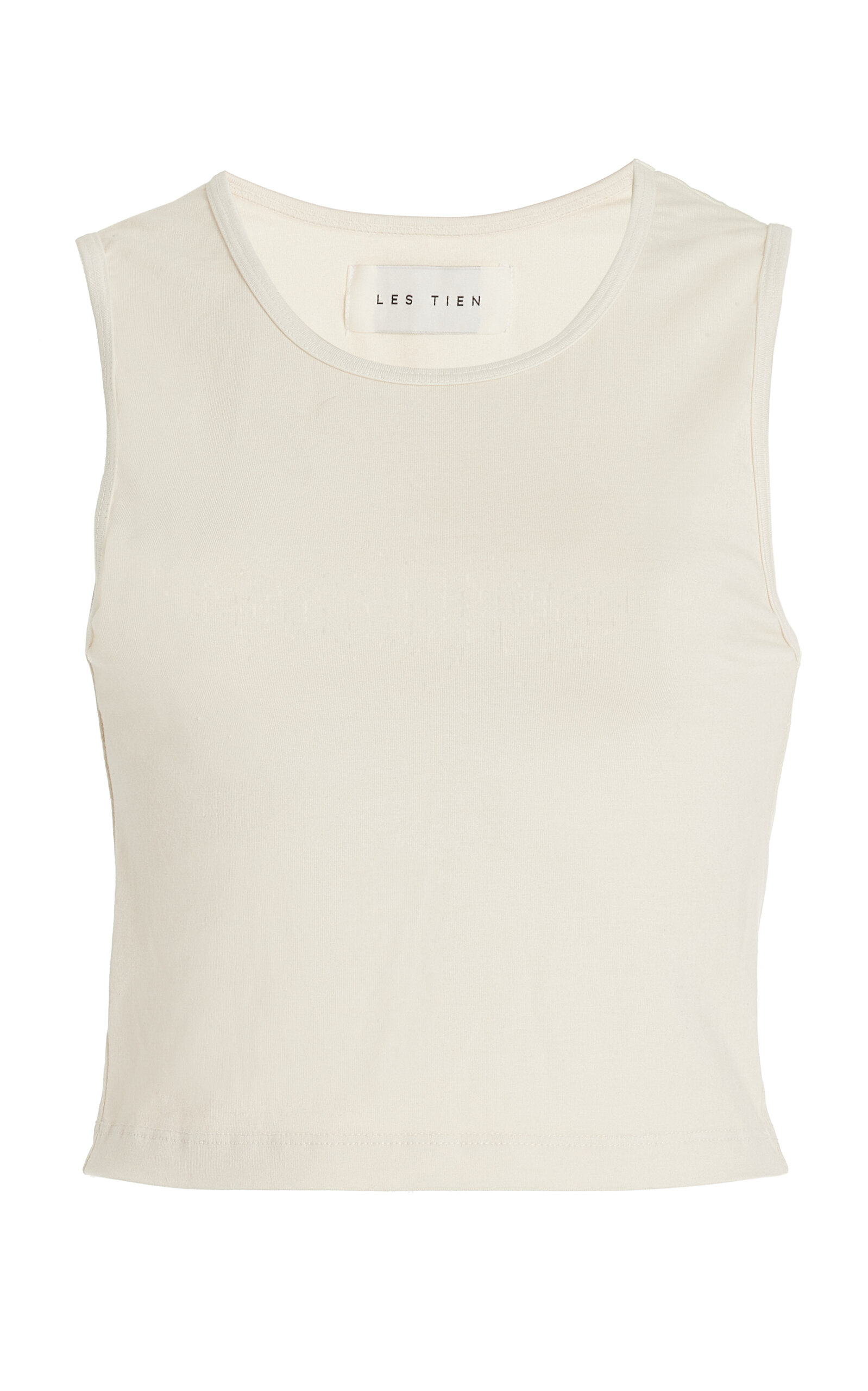 Shop Les Tien Talya Cropped Jersey Tank Top In Ivory