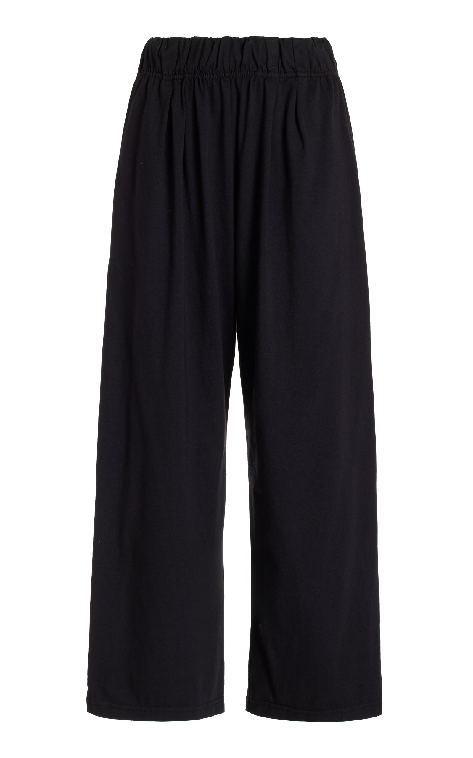 Shop Les Tien Penny Pleated Cotton-modal Straight-leg Pants In Black