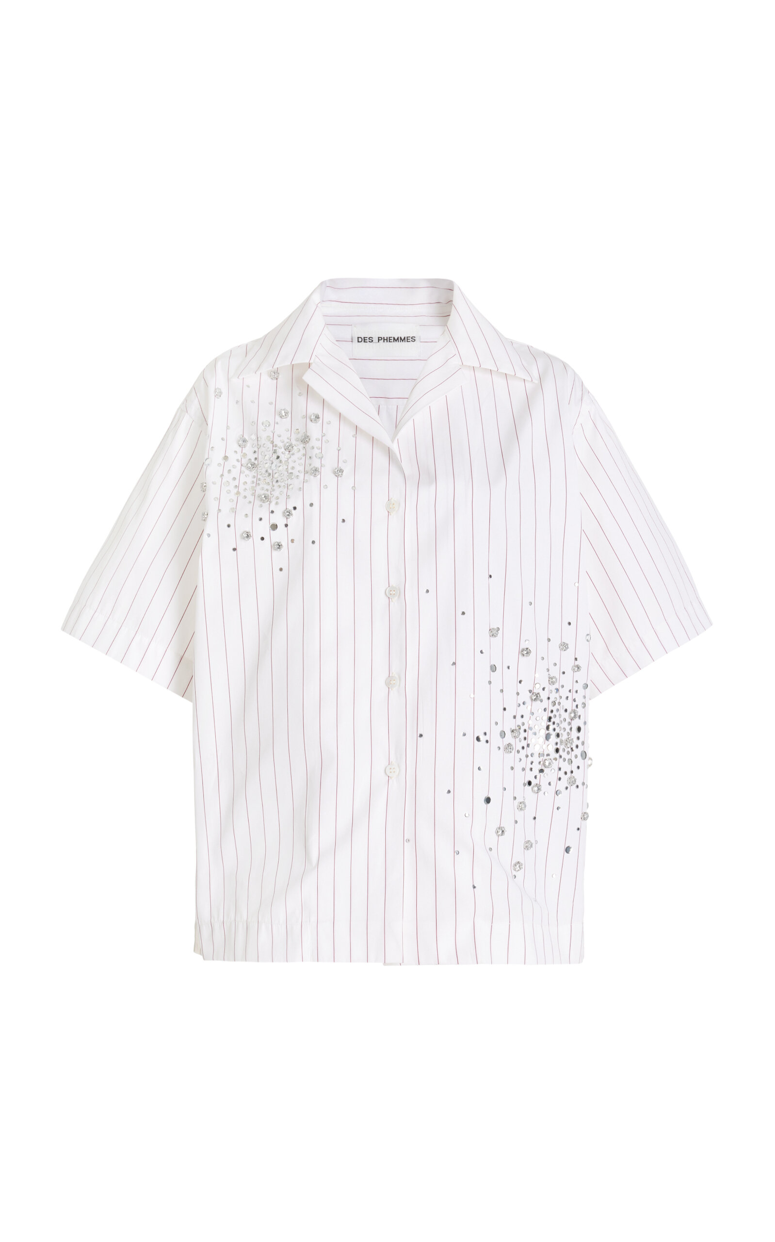 Shop Des_phemmes Exclusive Crystal-embellished Cotton Poplin Shirt In Burgundy