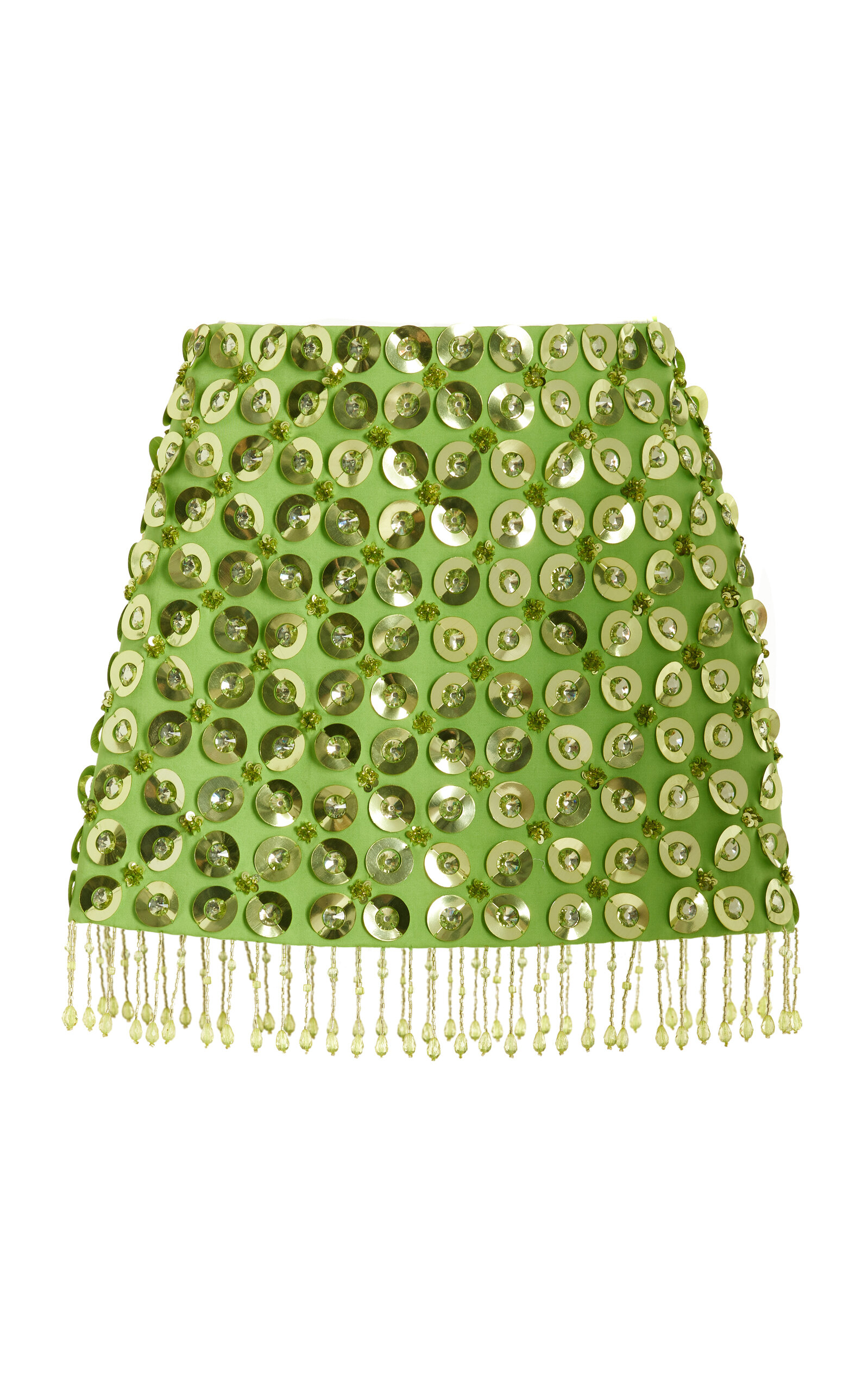 Shop Des_phemmes Exclusive Embellished Cotton Mini Skirt In Green