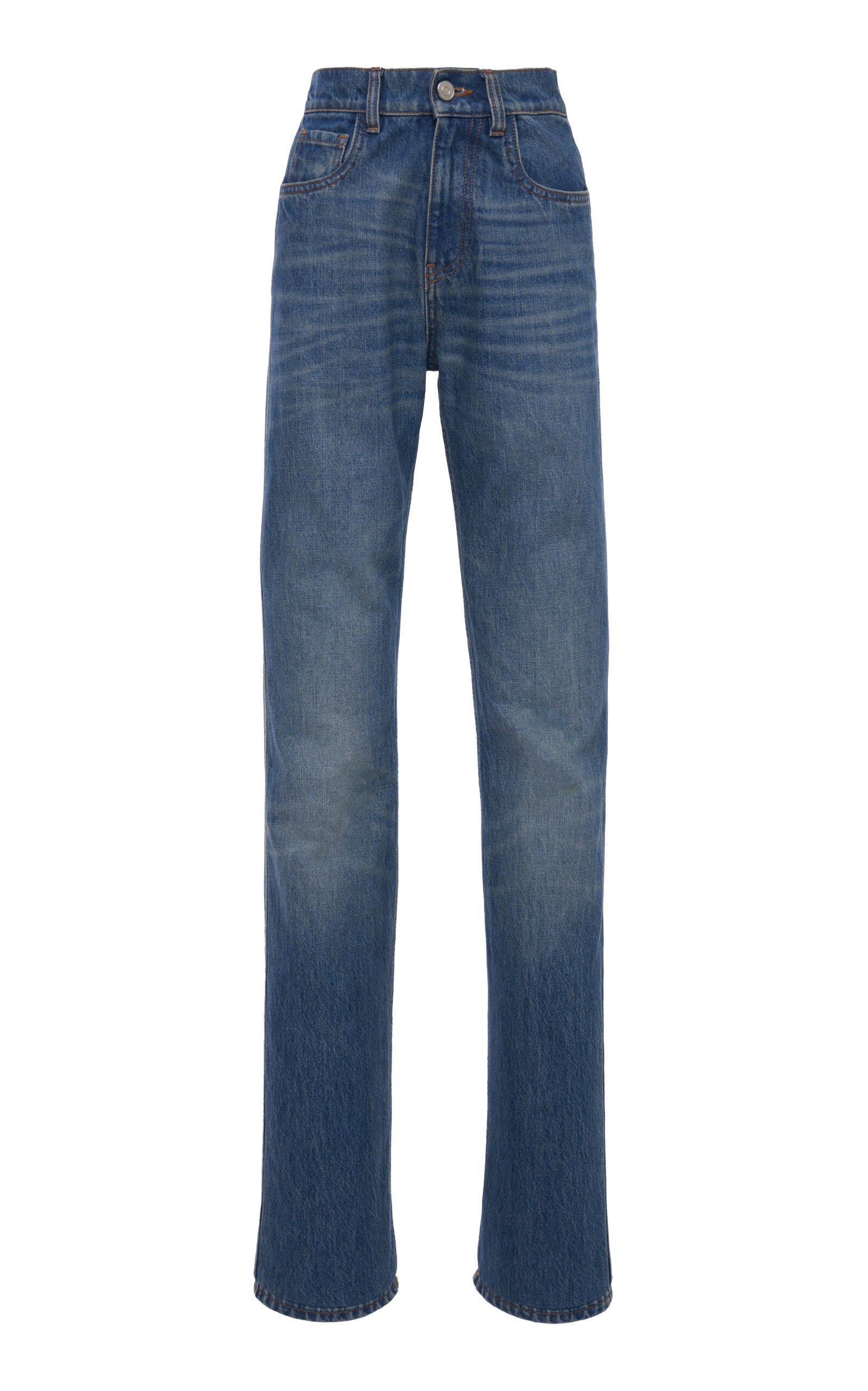 Belt-Detailed Rigid High-Rise Straight-Leg Jeans