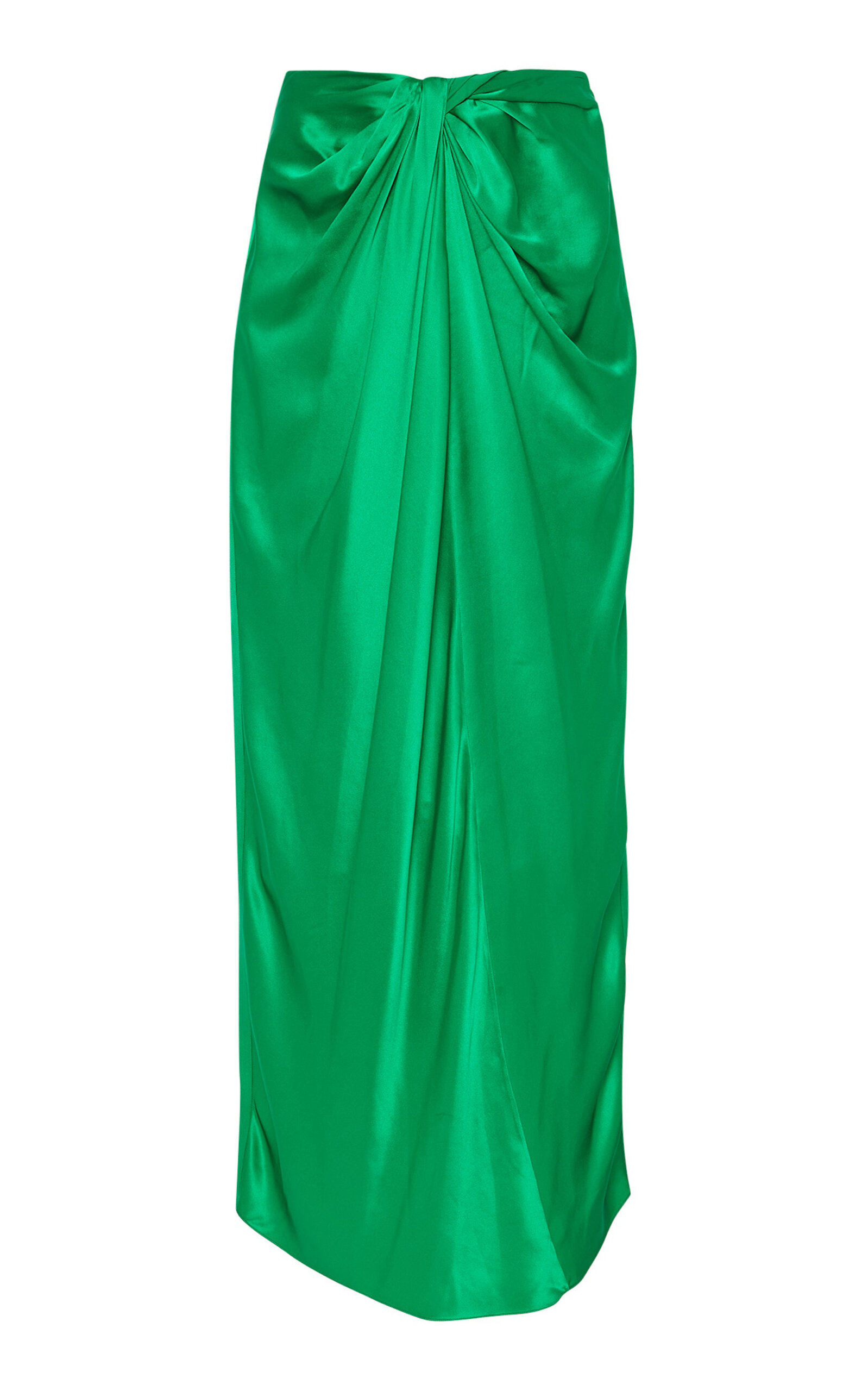 Rosetta Getty Twist-detail Silk Maxi Skirt In Green