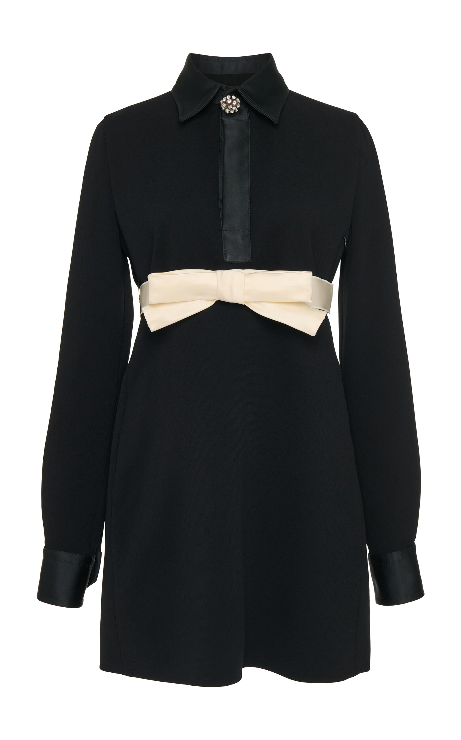 Giambattista Valli Bow-Detailed Crepe Collared Mini Dress - Black