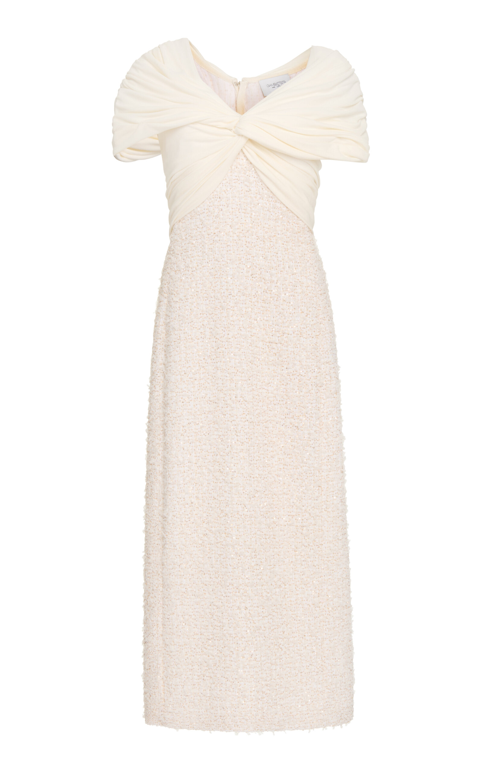 Giambattista Valli Off-the-shoulder Sequin-bouclã© Tweed Midi Dress In Ivory