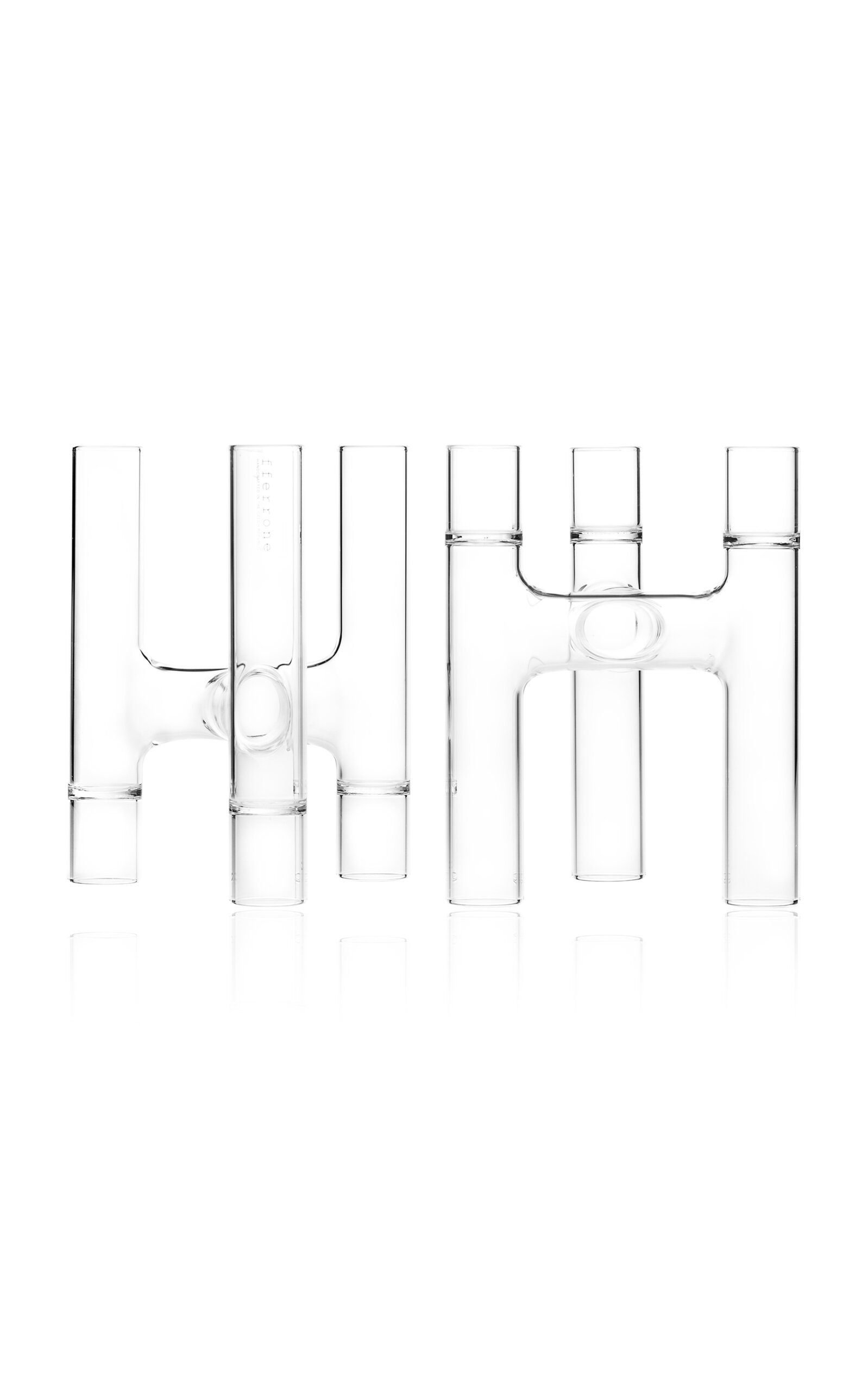 Shop Fferrone Set-of-two Trio Glass Candelabra In Clear