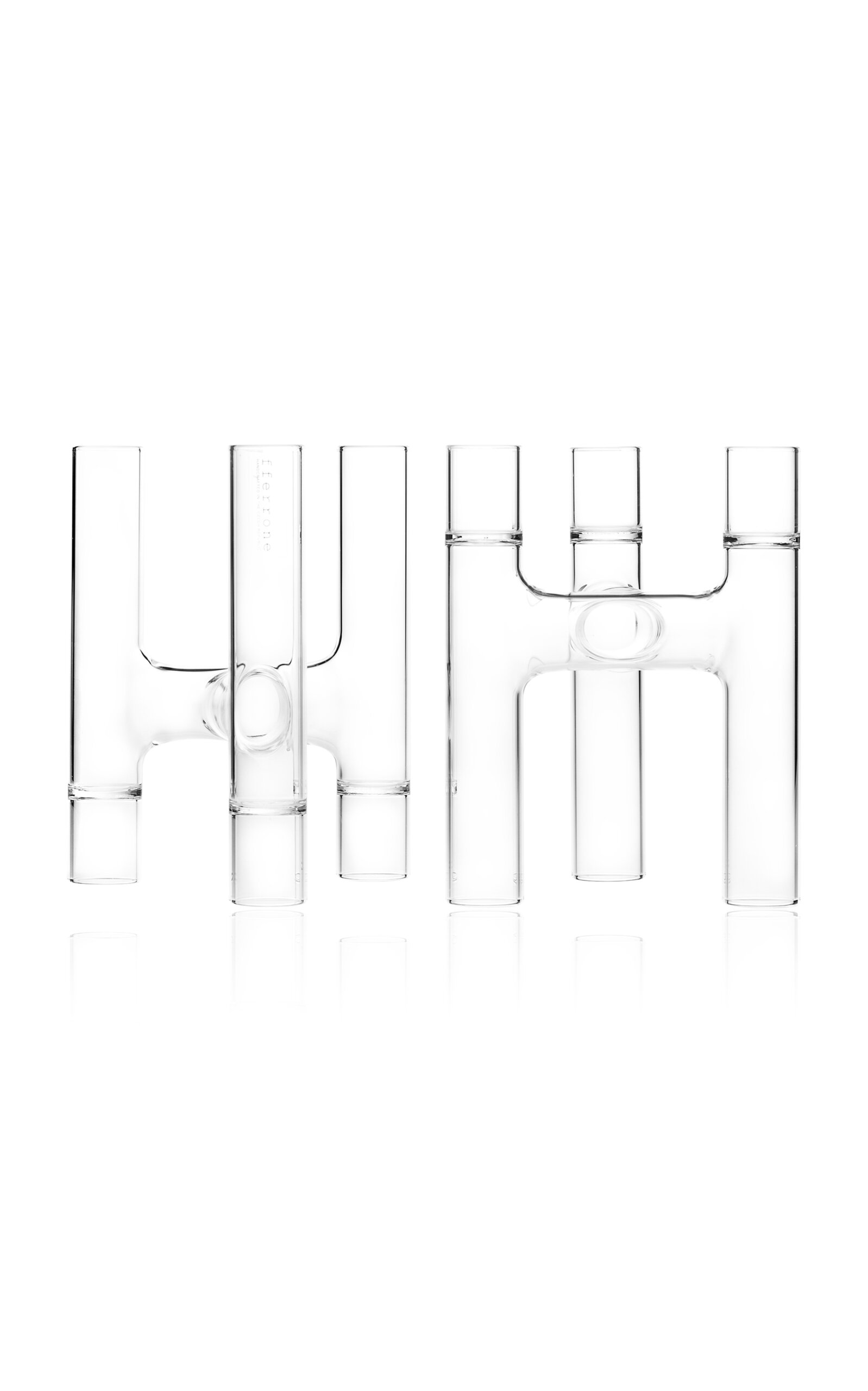 Fferrone Set-of-two Trio Glass Candelabra In Clear