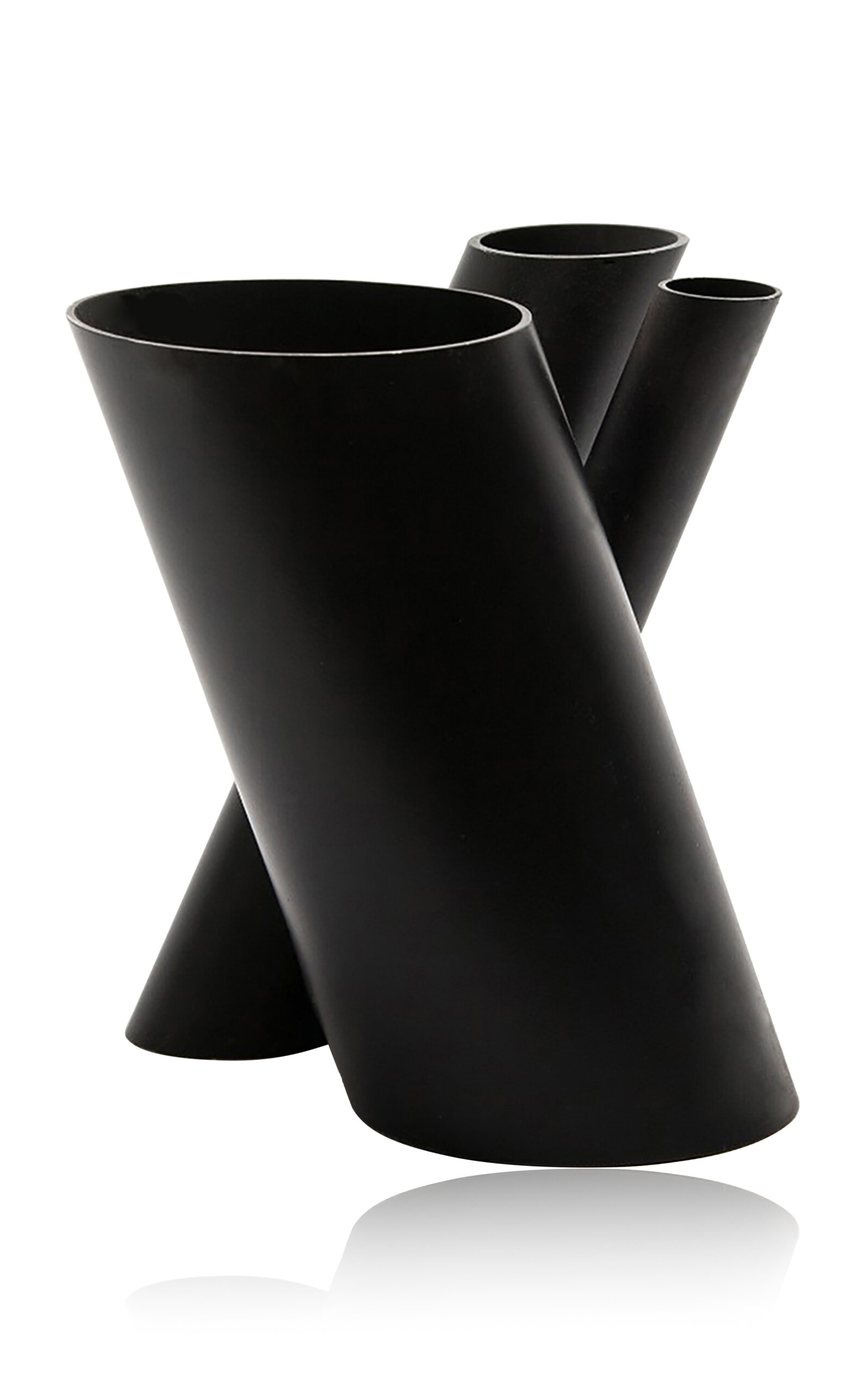 Shop Fferrone Bana Triple Steel Vase In Black