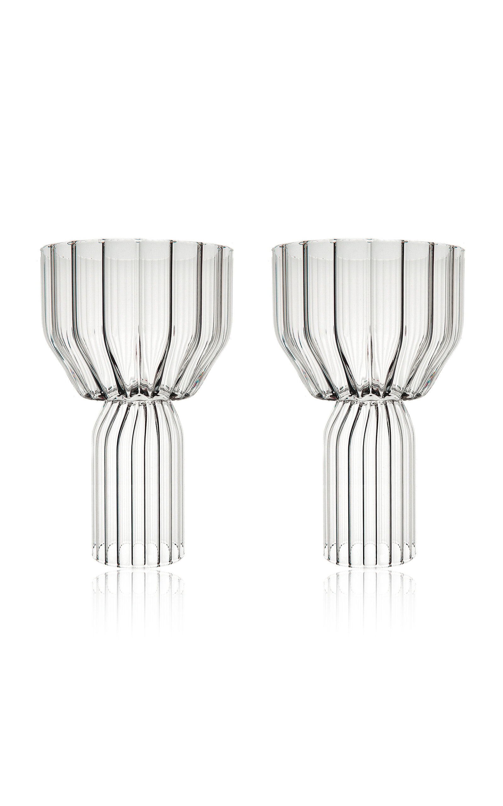 Fferrone Margot Set-of-two Glass Water Goblets In Gray