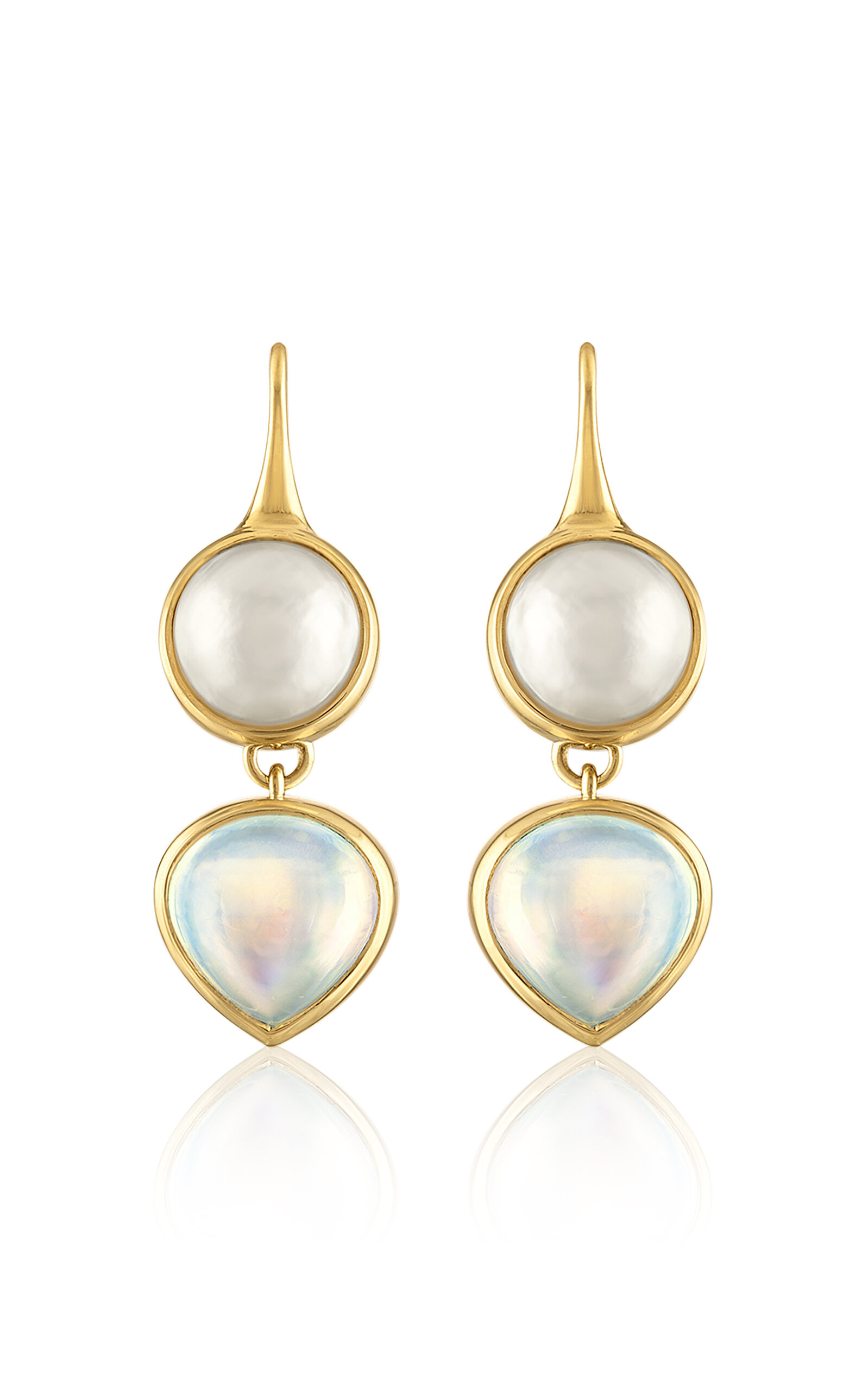 Louise Convertible 18K Yellow Gold Pearl; Moonstone Earrings