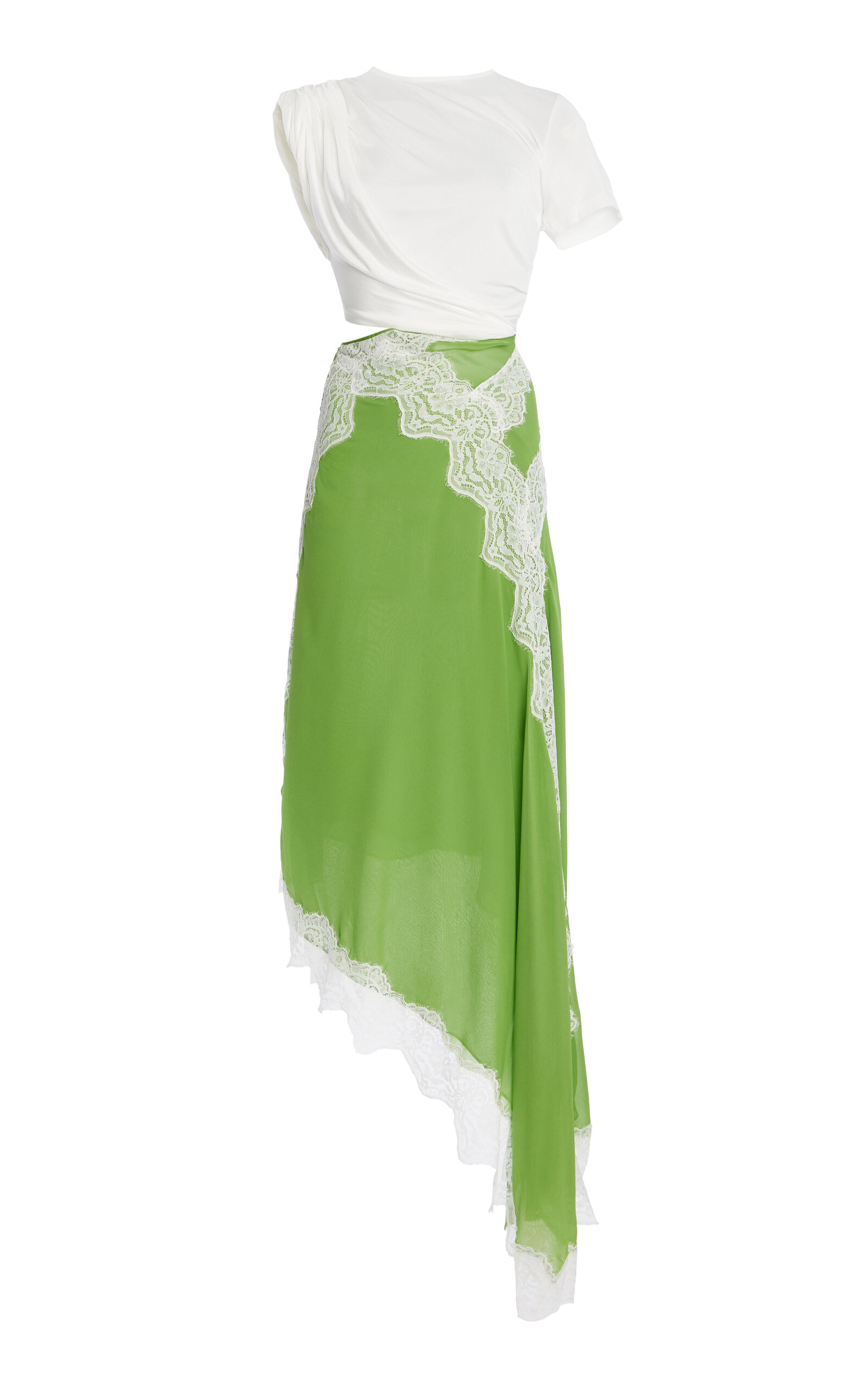 Christopher Esber Verve Lace-detailed Silk Maxi Dress In Green