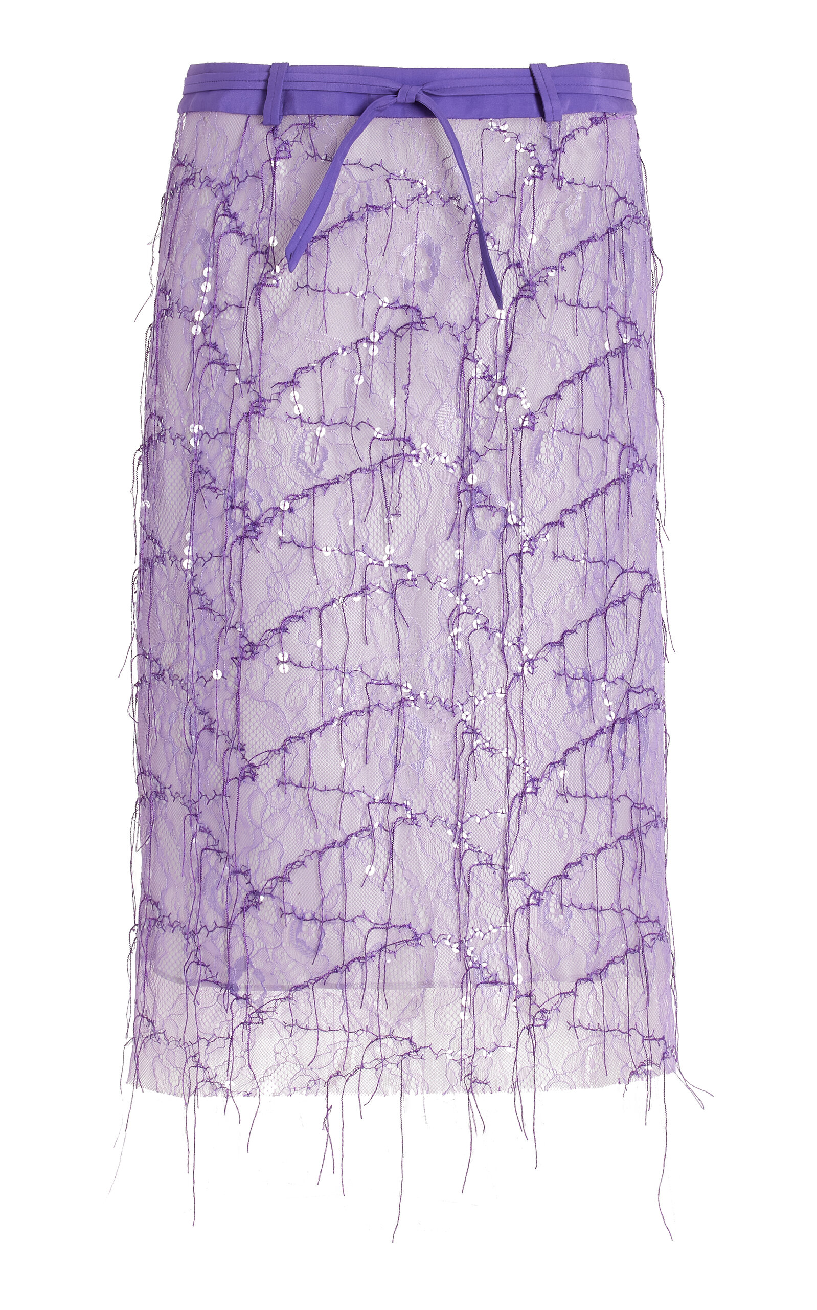 Christopher Esber Beaded Lace Midi Skirt In Purple