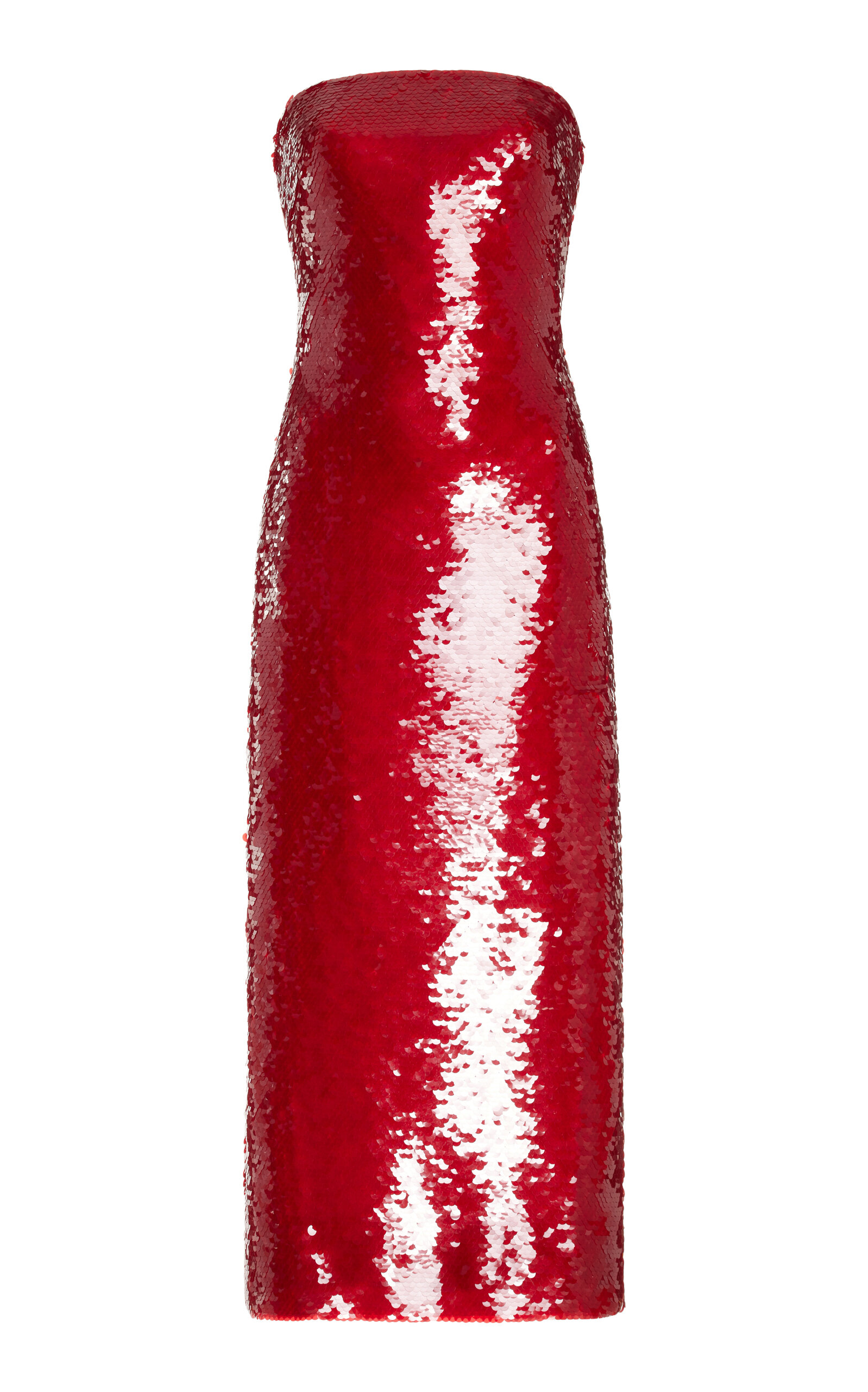 Monique Lhuillier Strapless Sequined Crepe Maxi Dress - Red - Women's Clothing