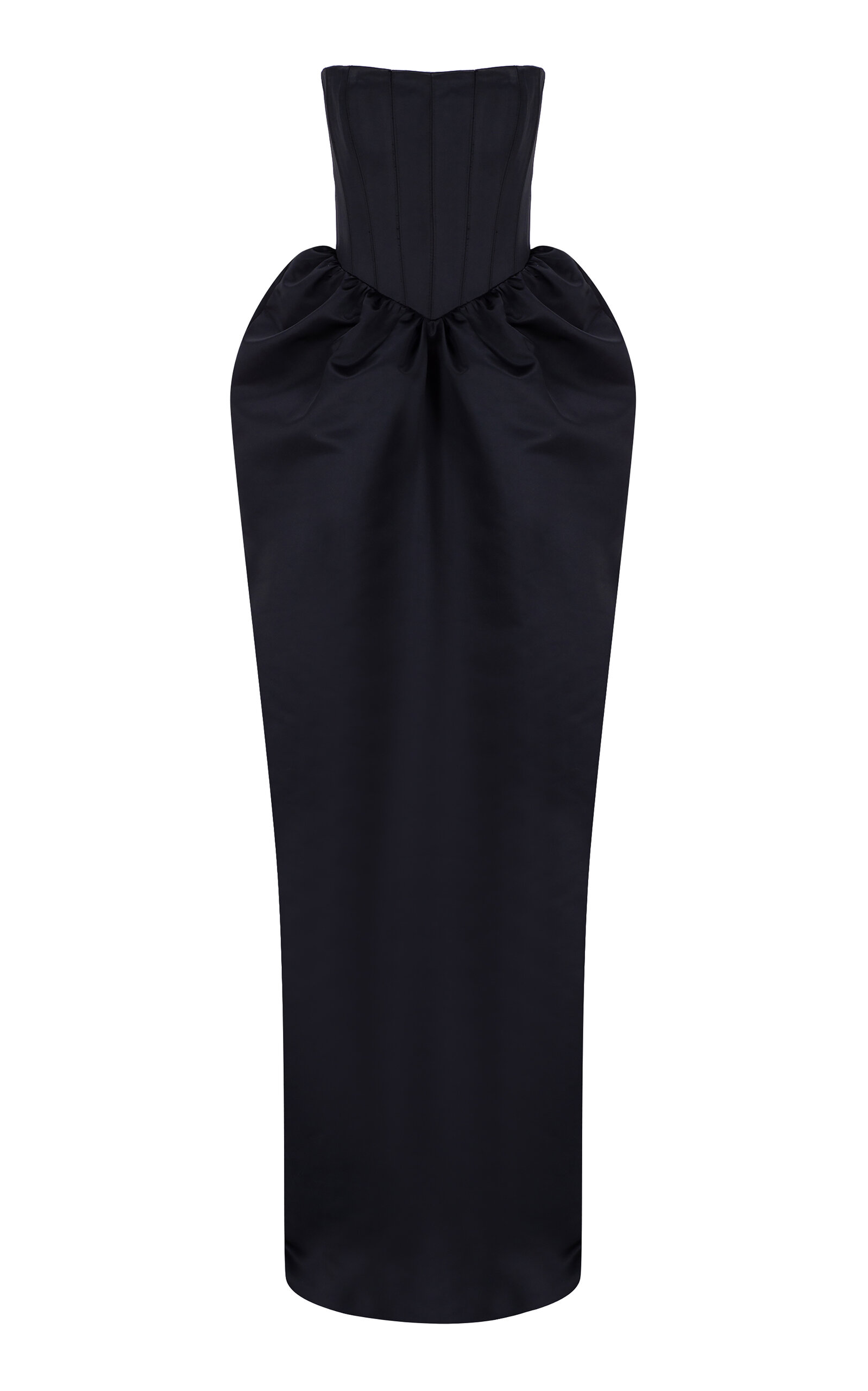 The New Arrivals Ilkyaz Ozel Psydae Sculpted Silk Maxi Dress In Black