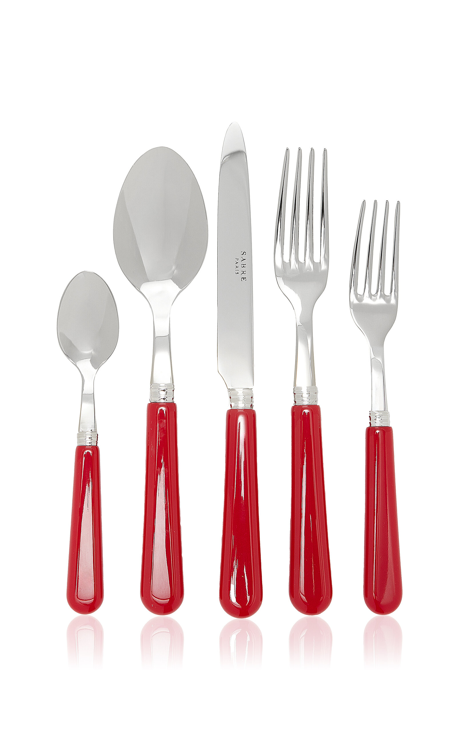 Sabre Five-piece Pop Stainless Steel Silverware Set In Red