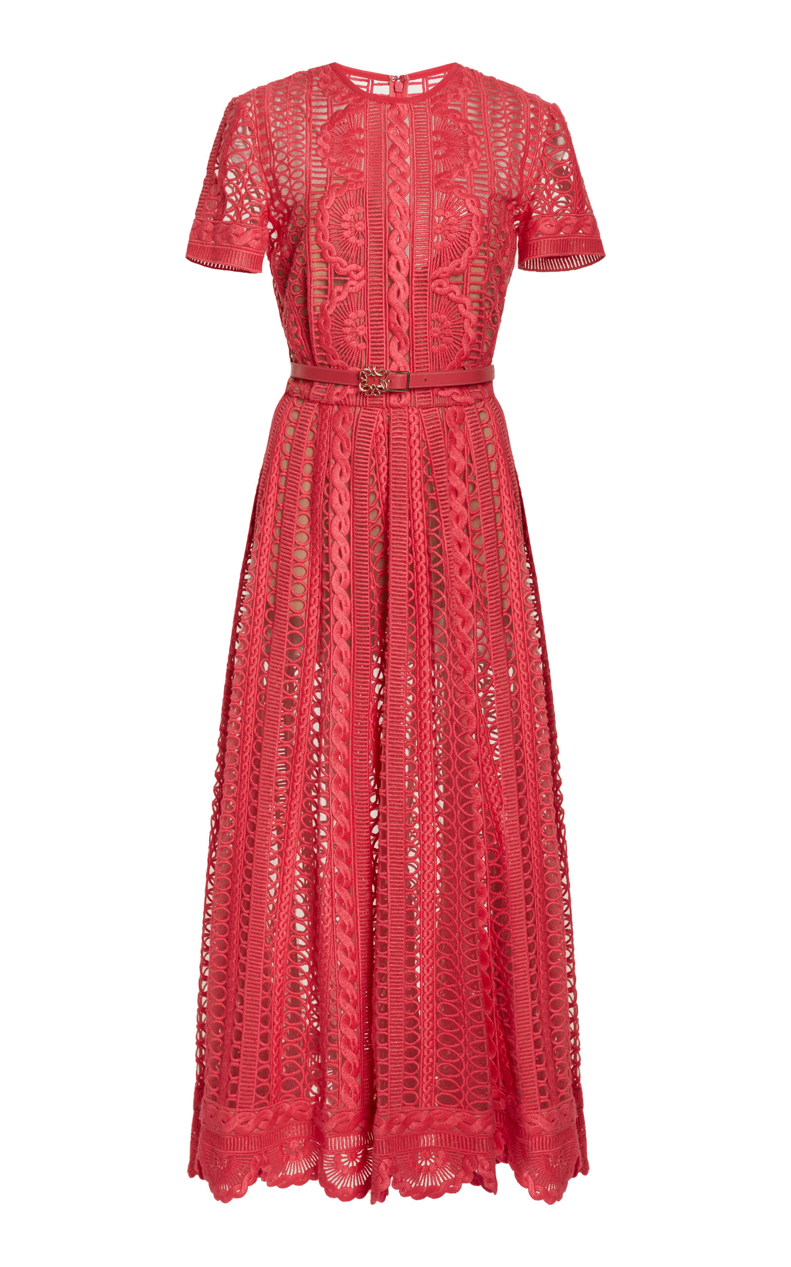Elie Saab Embroidered A-line Midi Dress In Pink