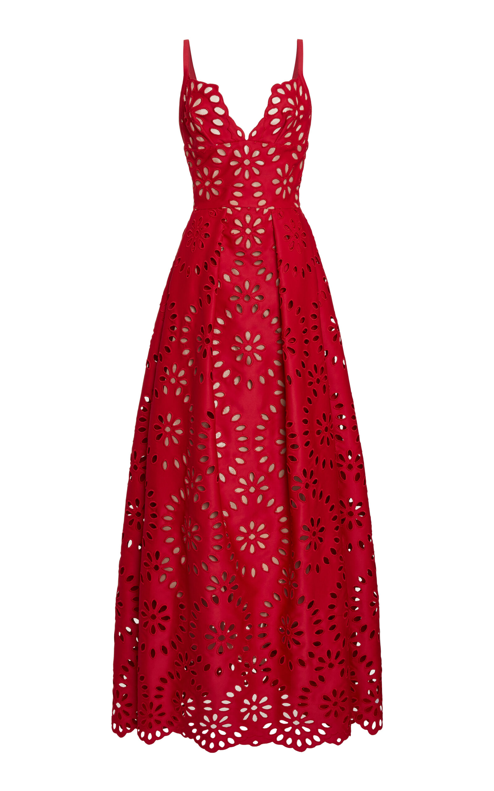 Elie Saab Grommet Drop Waist A-line Maxi Dress In Red