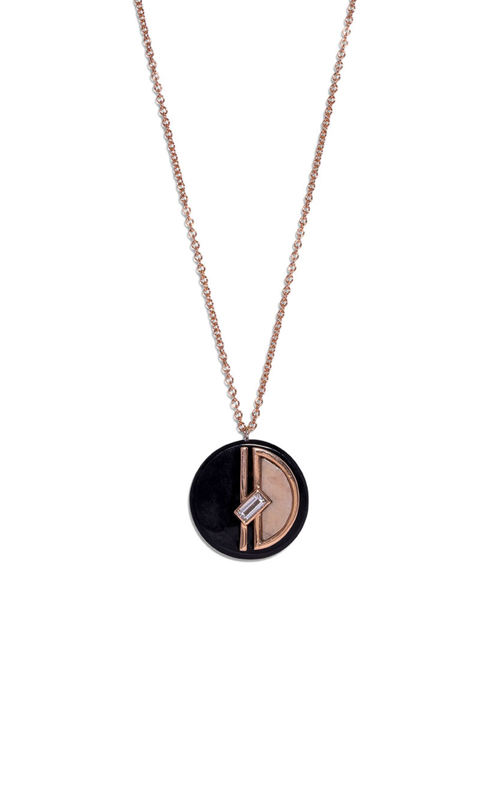 Inner Quest 14K Rose Gold Onyx; Marble; Diamond Pendant Necklace