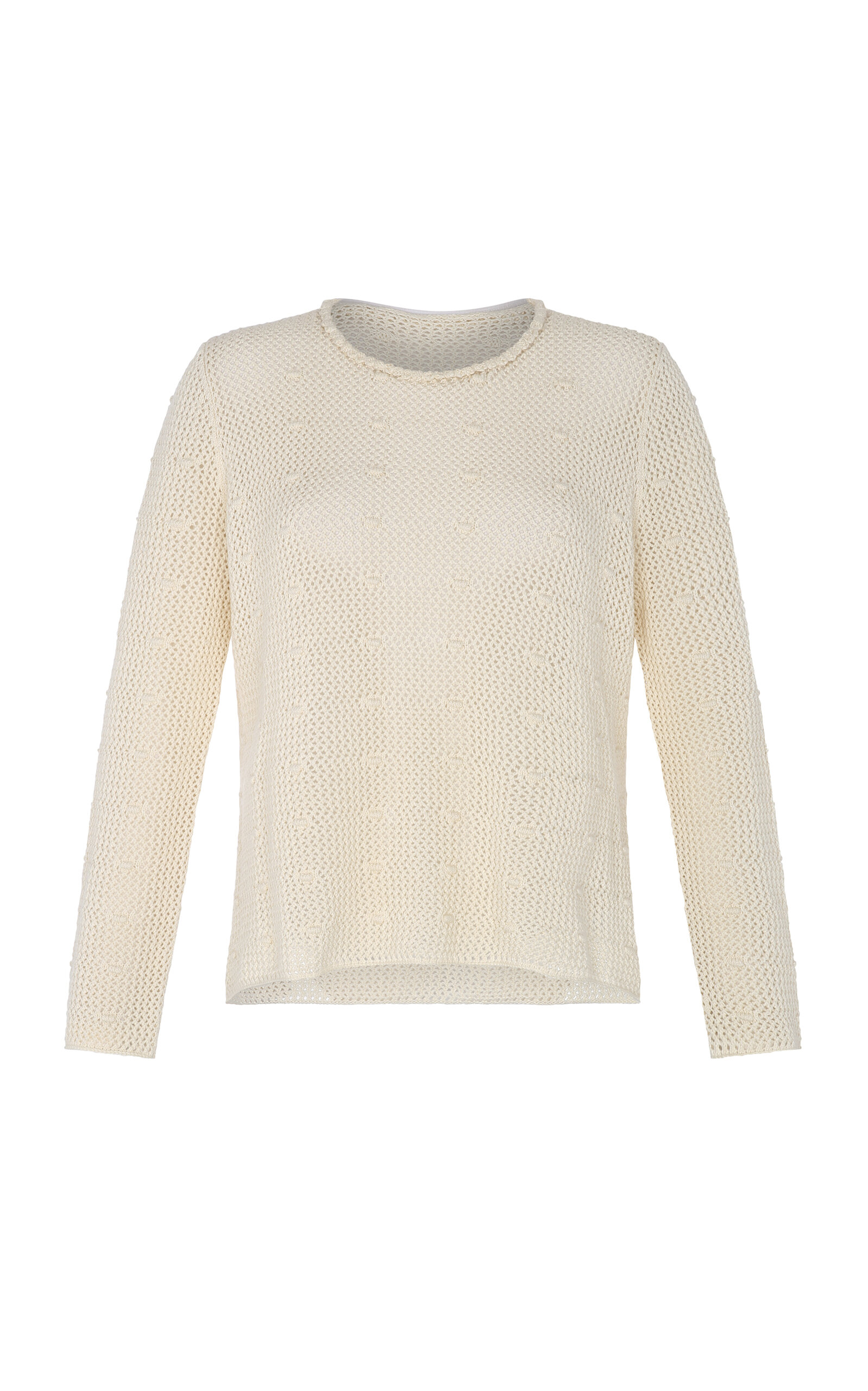 Escvdo Litoral Crocheted Cotton Sweater In Ivory
