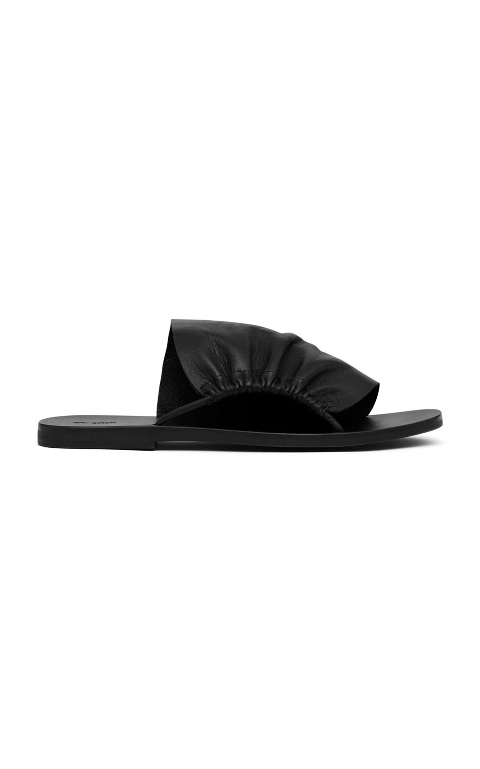 ST AGNI GATHERED LEATHER SLIDES