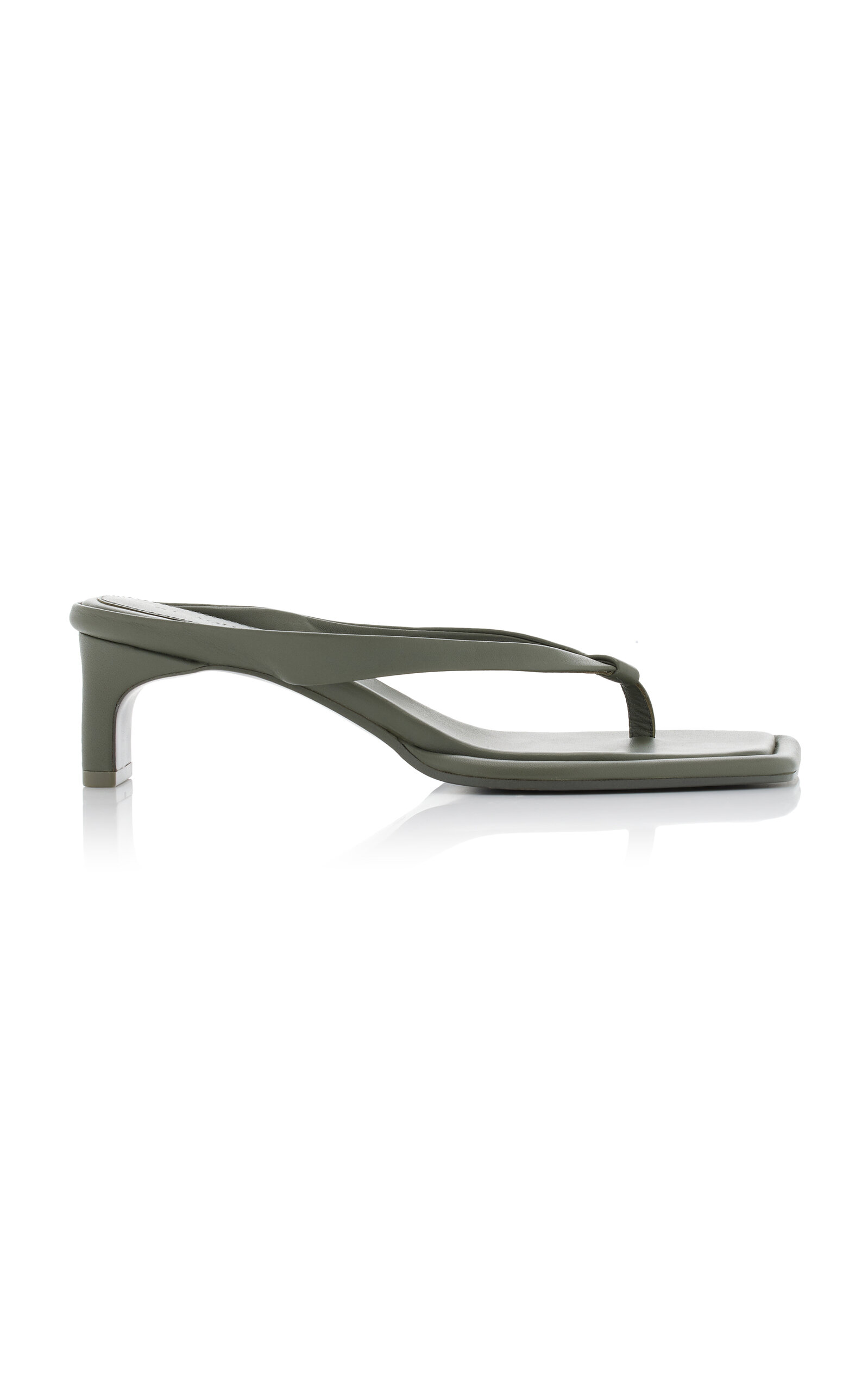 St Agni Flip Flop Leather Sandals In Green