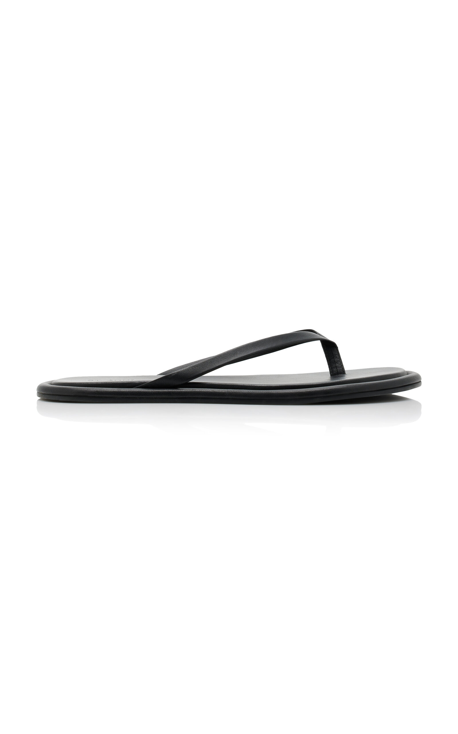 St Agni Leather Flip Flops In Black