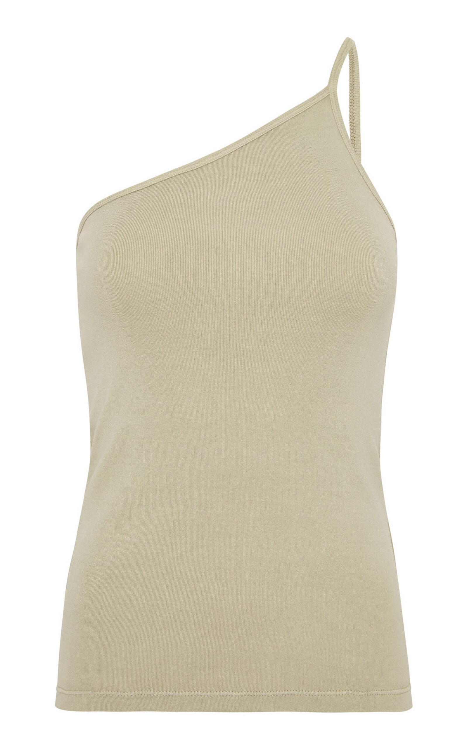 St Agni One-shoulder Organic Cotton Tank Top In Dark Grey