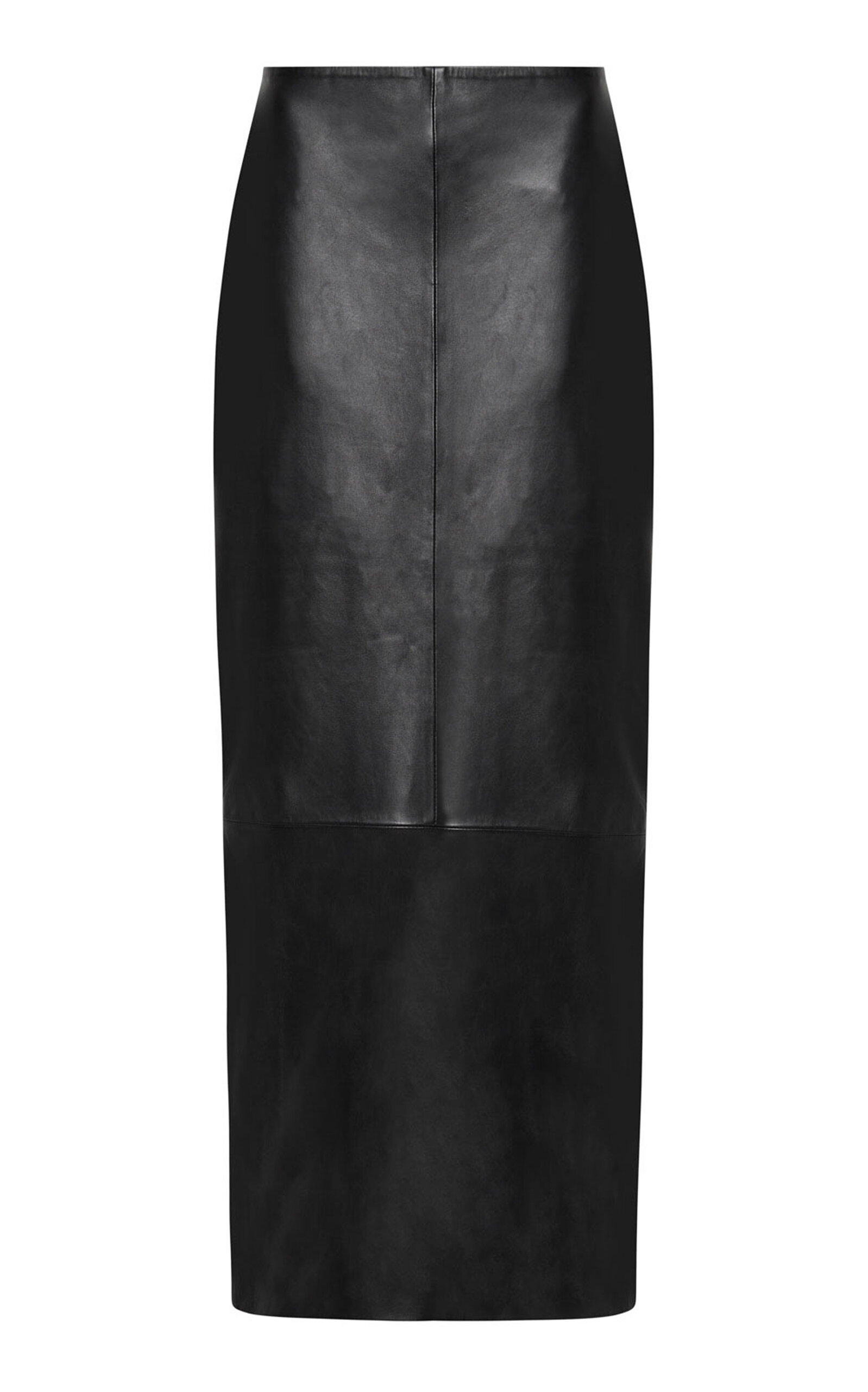 St Agni Leather Column Midi Skirt In Black