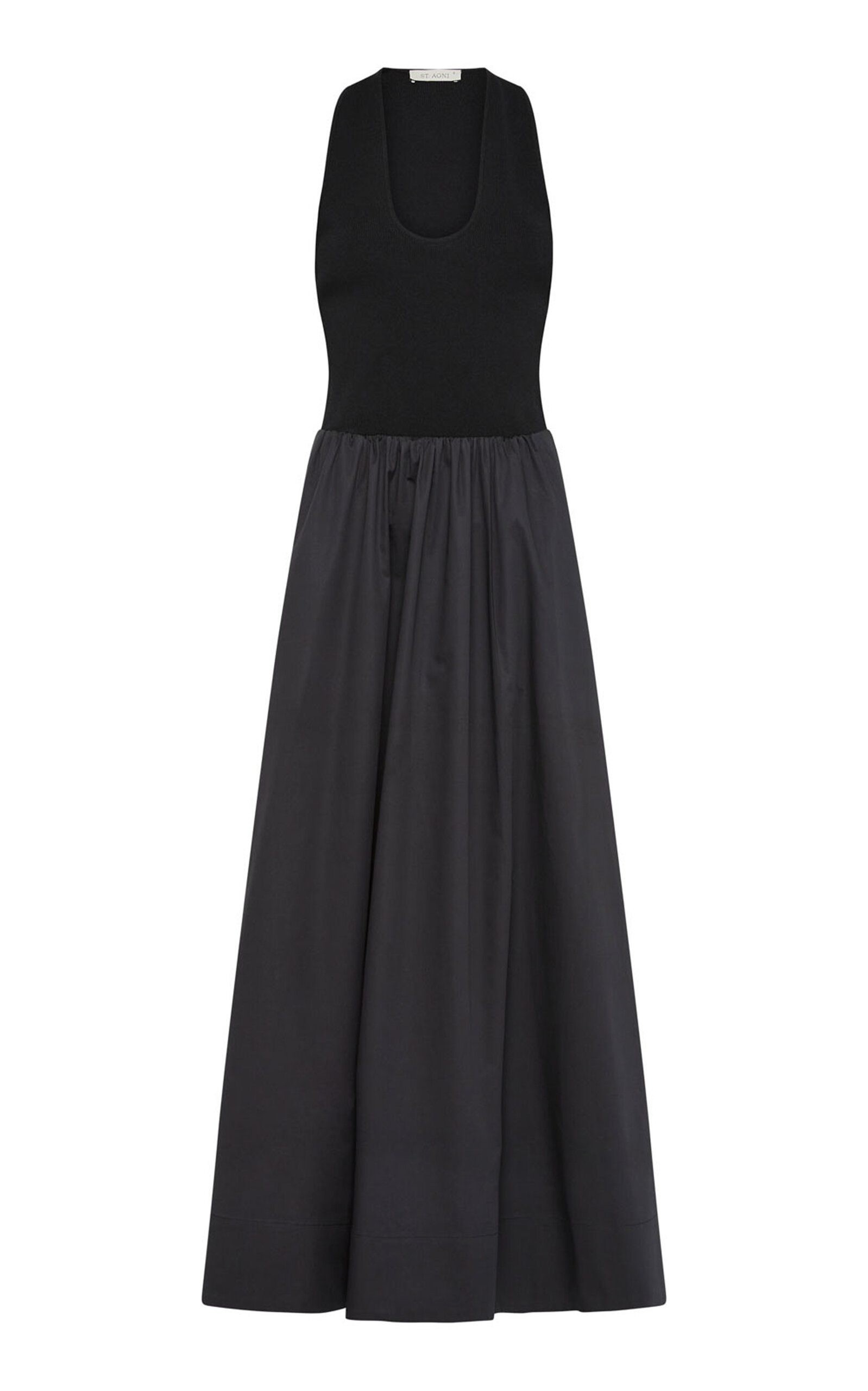 St. Agni Plunge Neck Dress - Black