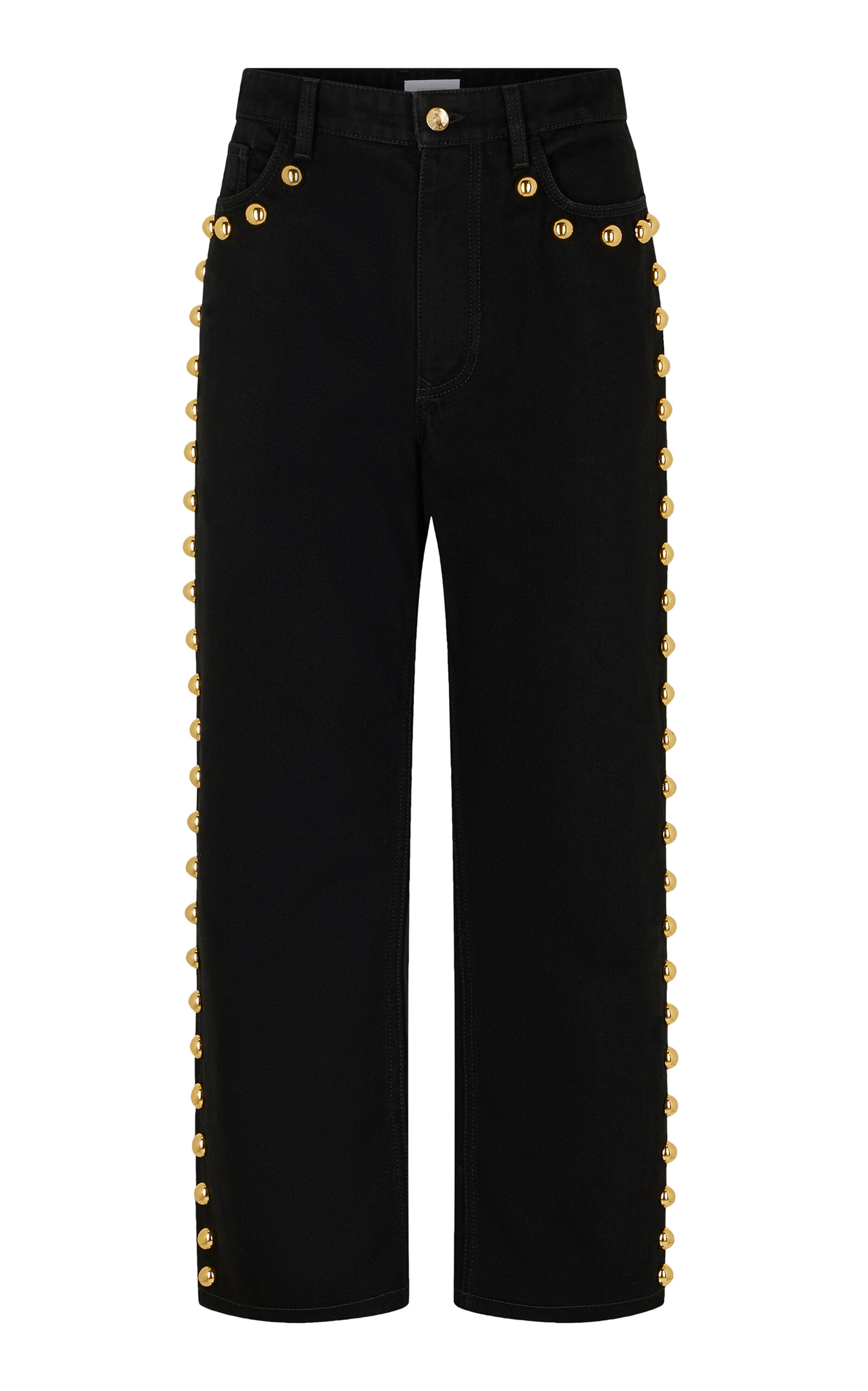 Rabanne Embellished Rigid High-rise Straight-leg Jeans In Dark Wash