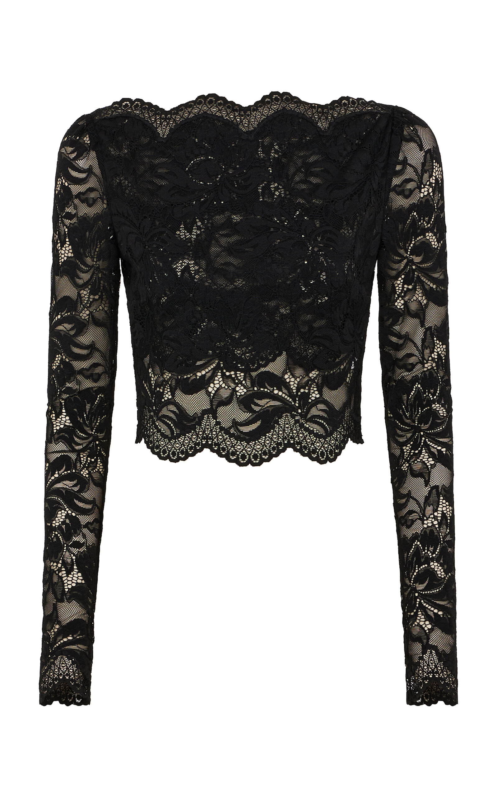Rabanne Black Crop Top In Lace Black In Black