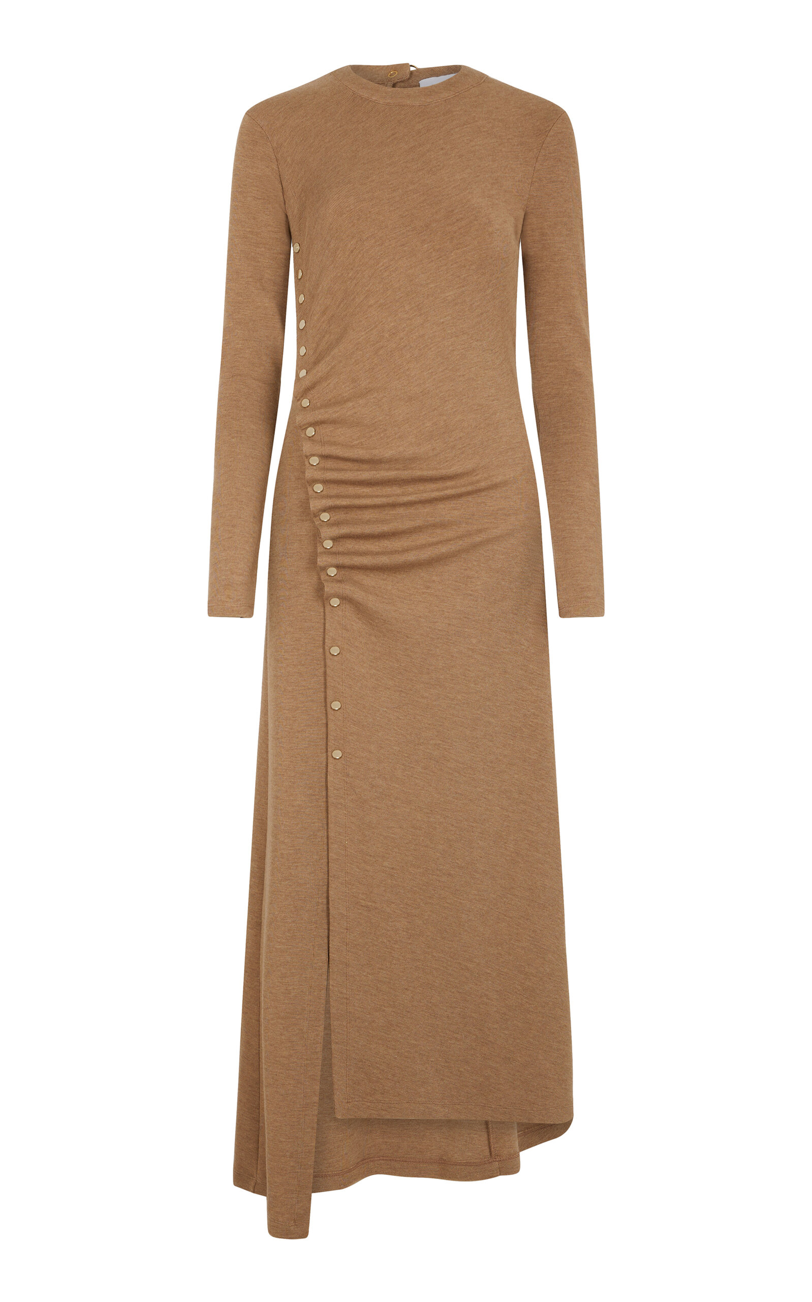 Rabanne Button-detailed Stretch-wool Midi Dress In Neutral