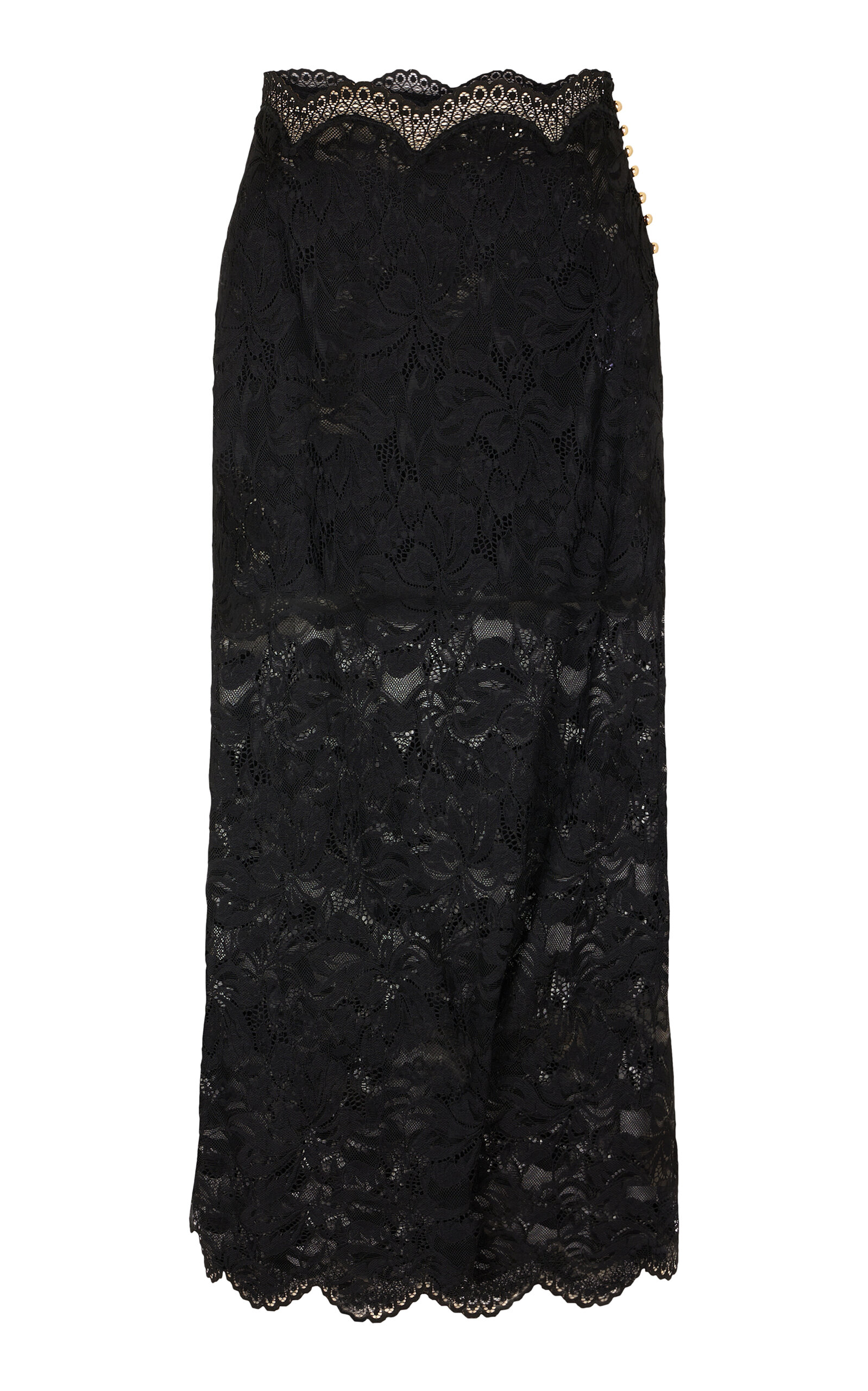 Rabanne Lace Midi Skirt In Black