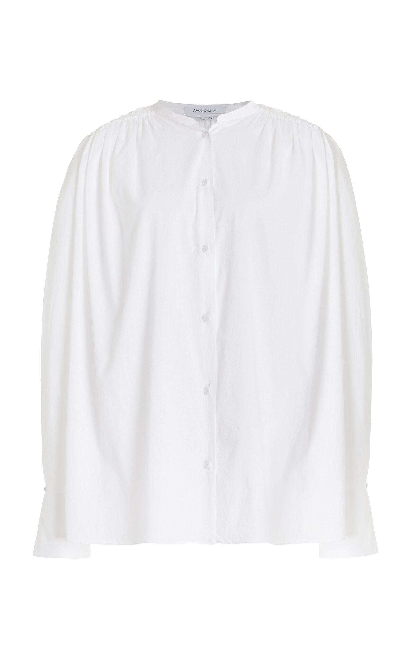 Gathered Voile Cotton Shirt