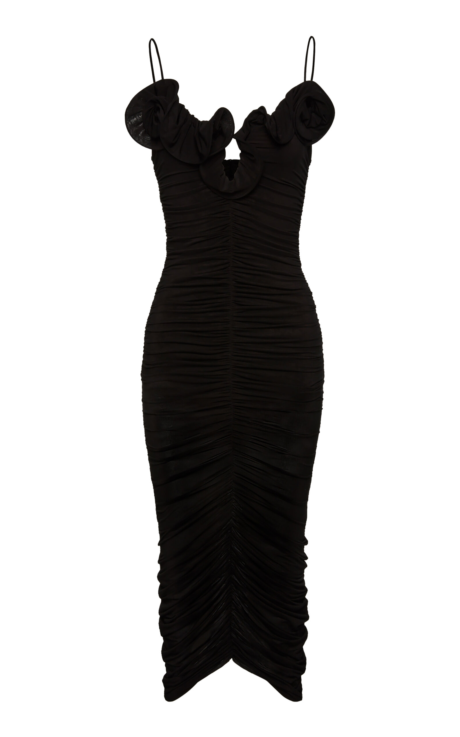 Magda Butrym Ruffled Bodycon Midi Dress In Black