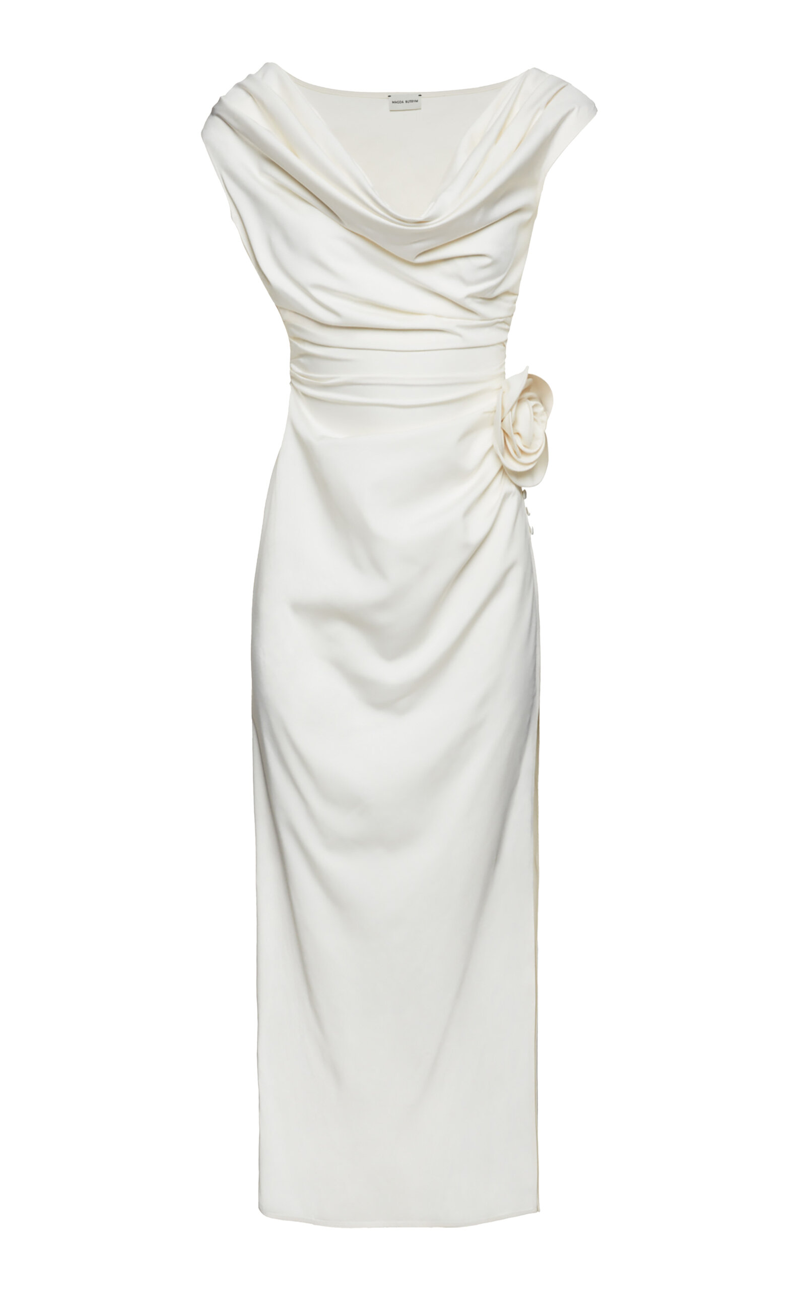 Magda Butrym Silk Wrap Midi Dress In Ivory