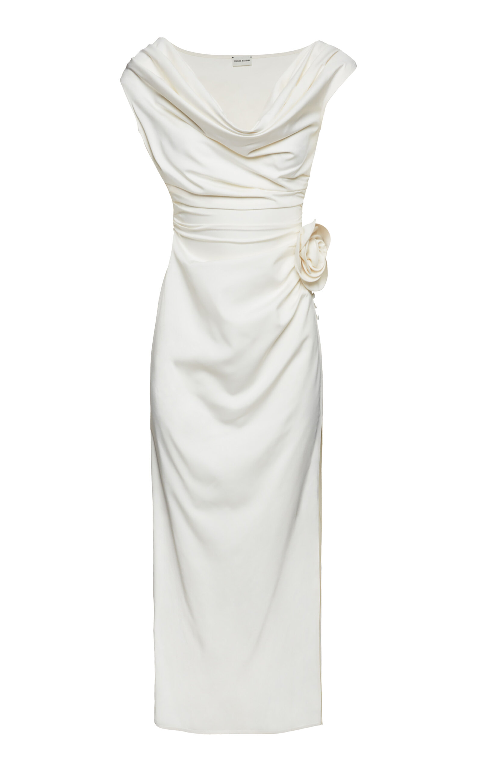 Magda Butrym Rosette-Detailed Draped Silk Midi Dress - Ivory - Women's Clothing