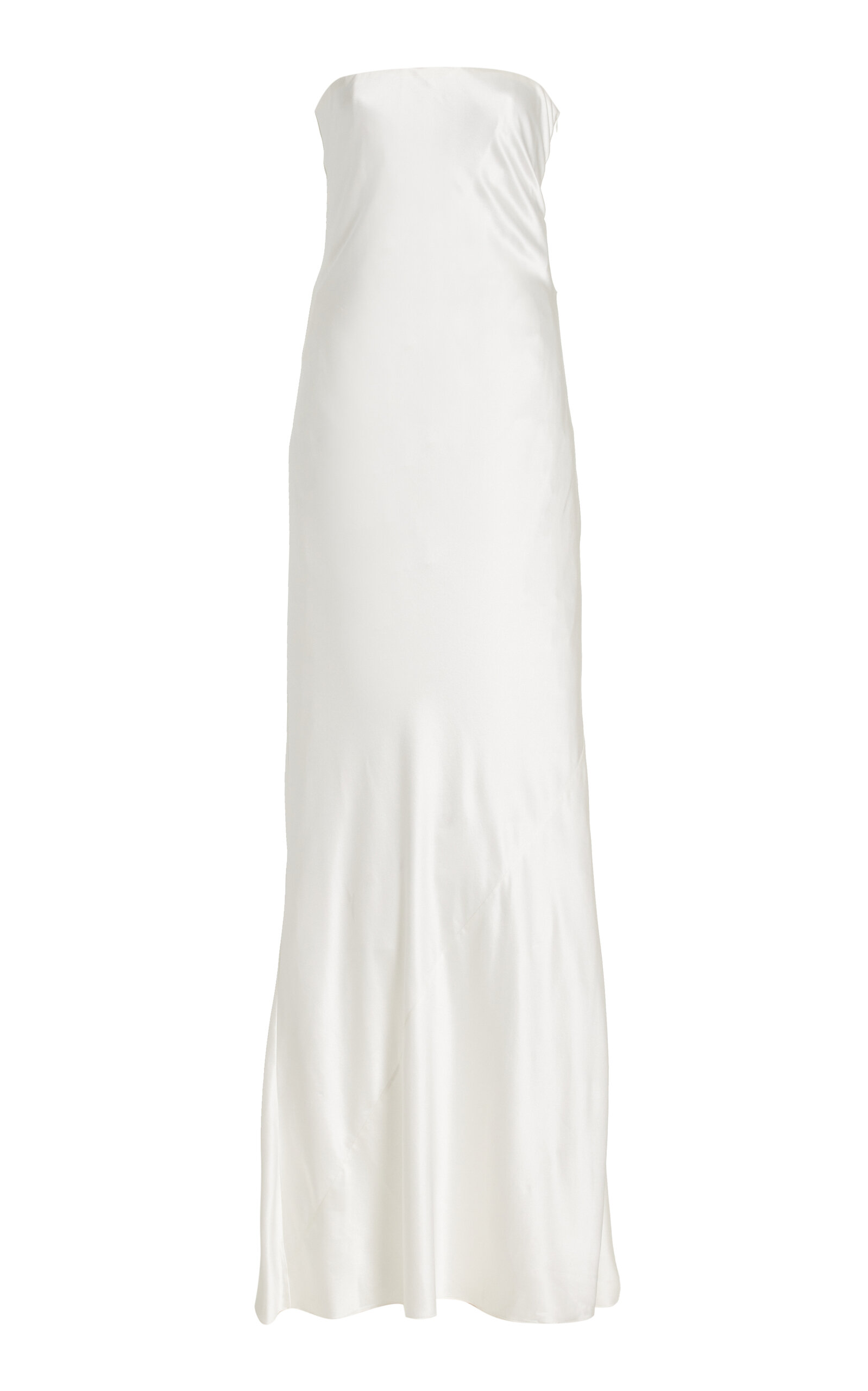 Shop Alejandra Alonso Rojas Bow-detailed Silk-satin Gown In Ivory