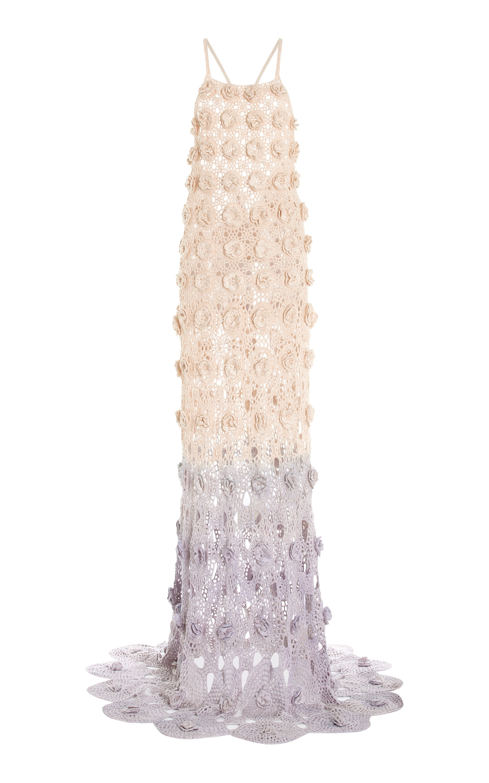 Alejandra Alonso Rojas Ombré-effect Crocheted Silk Gown In Purple