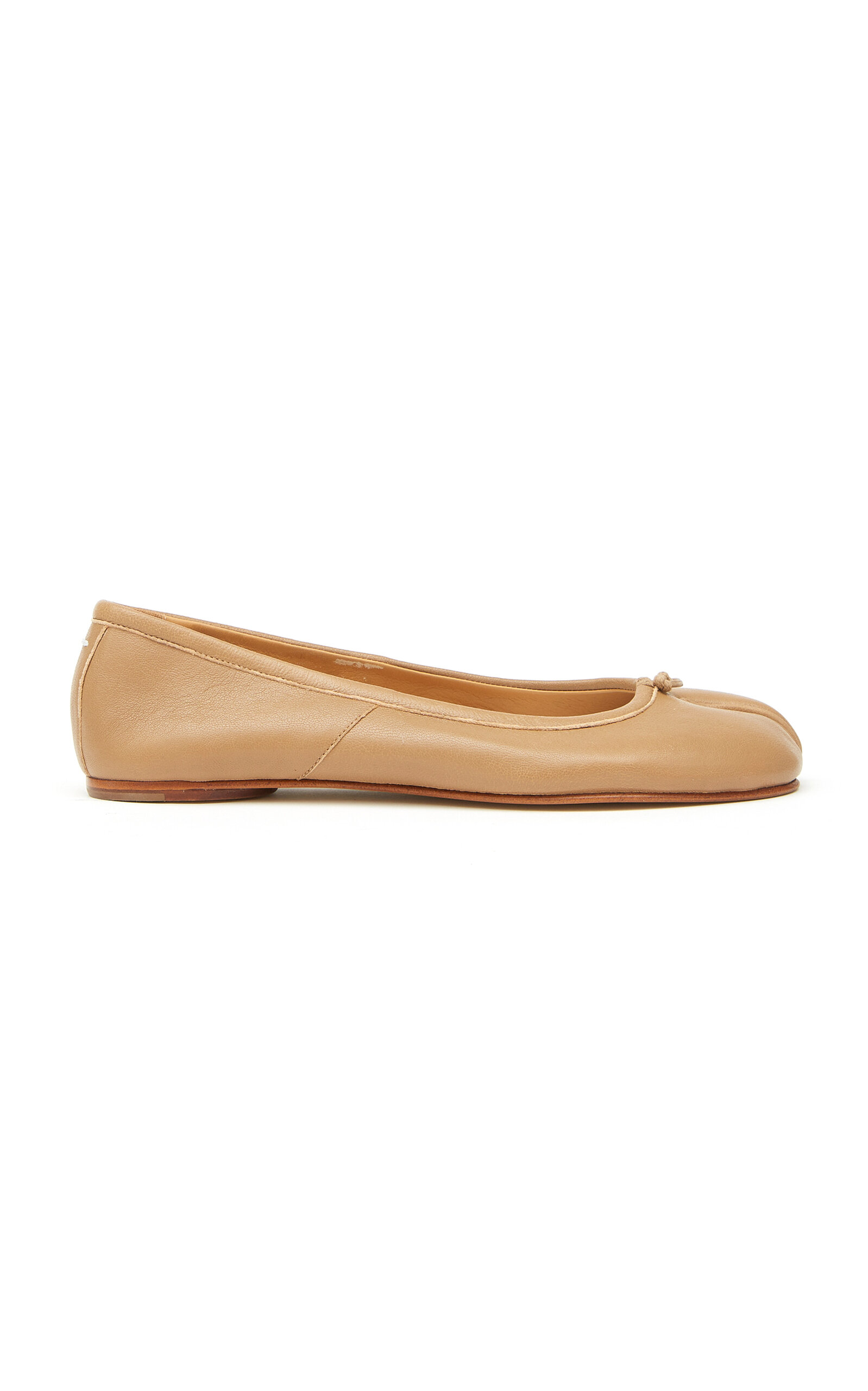 Shop Maison Margiela Tabi Leather Ballet Flats In Tan