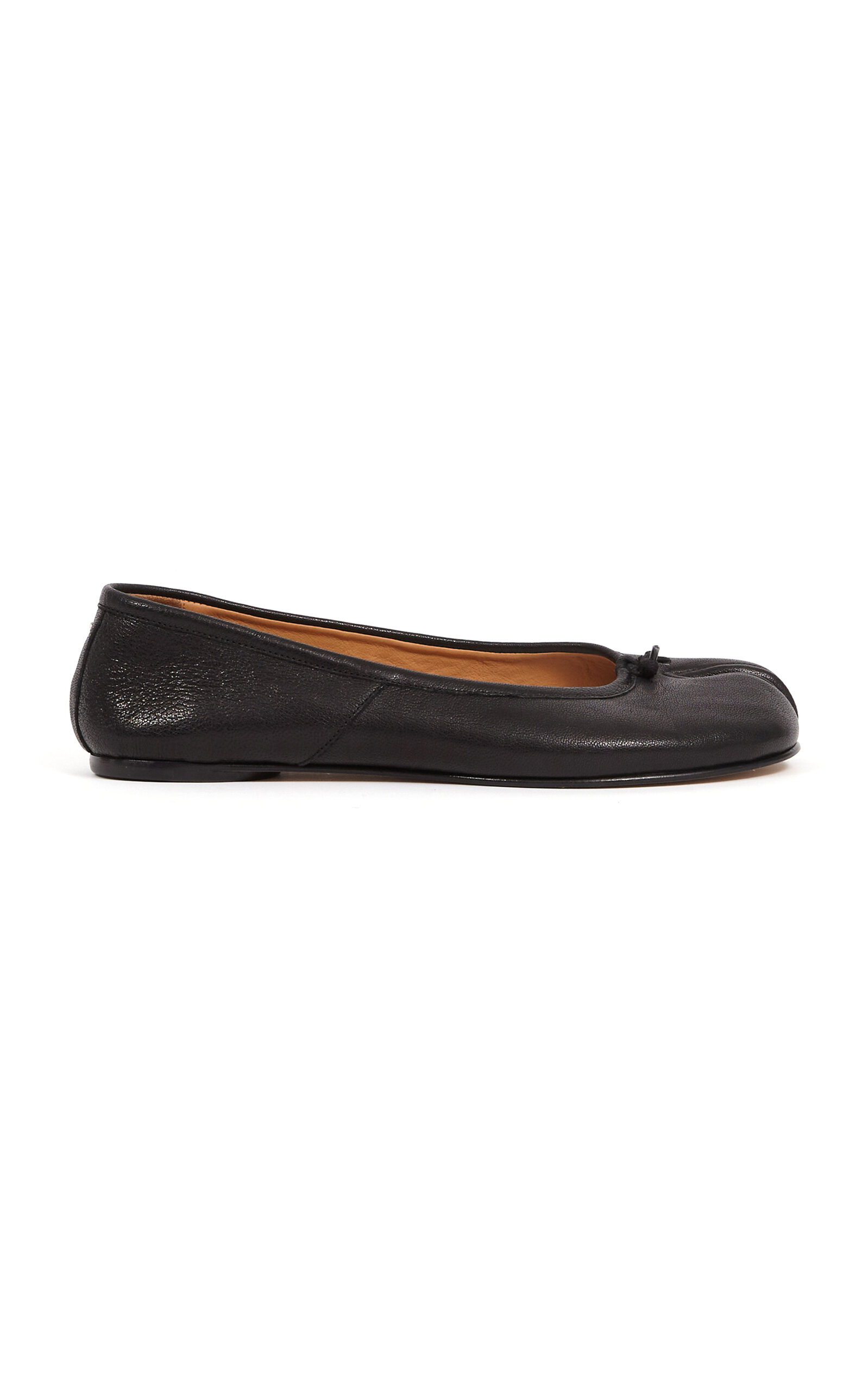 Shop Maison Margiela Tabi Leather Ballet Flats In Black