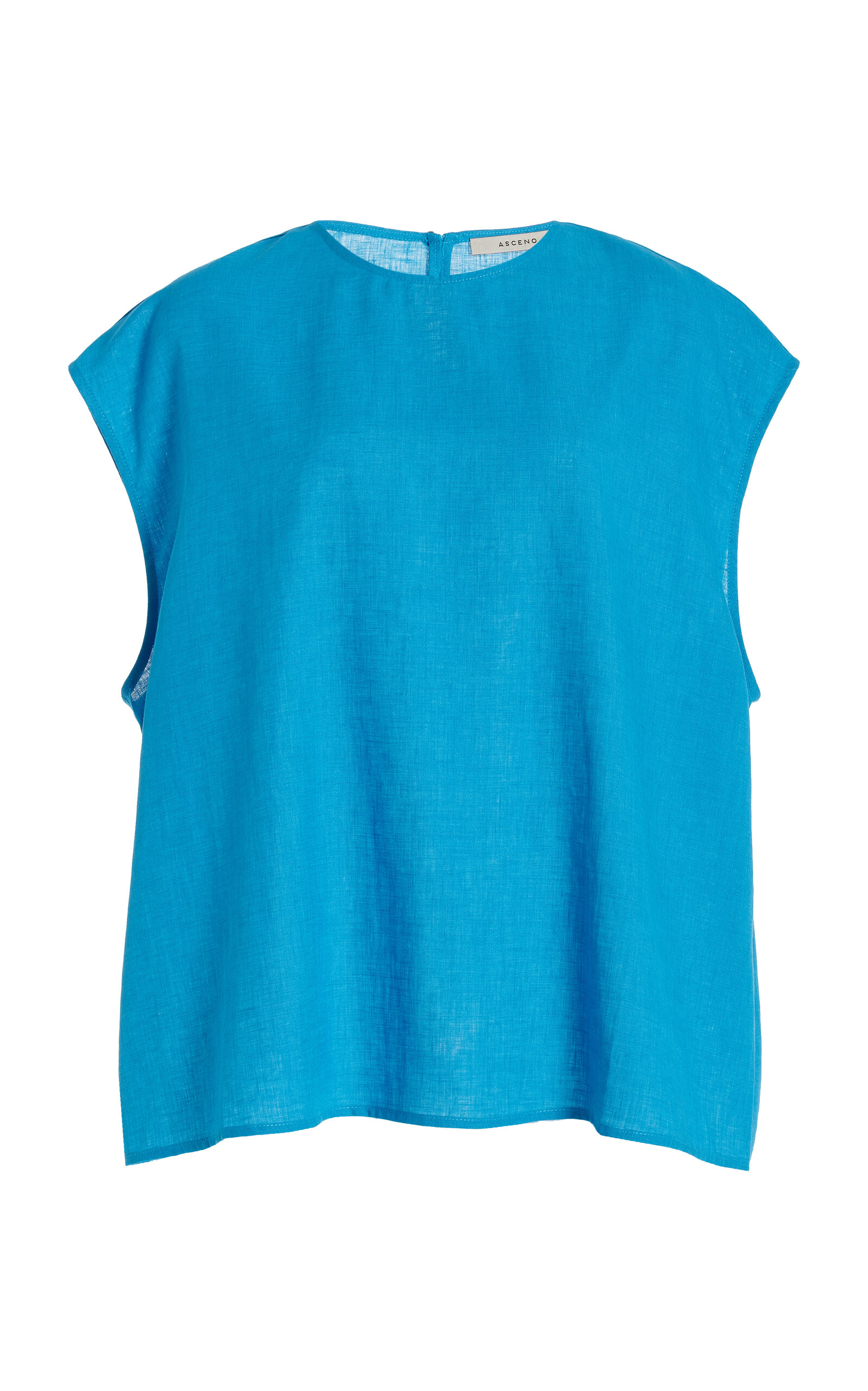 Asceno Dasha Linen Top In Blue