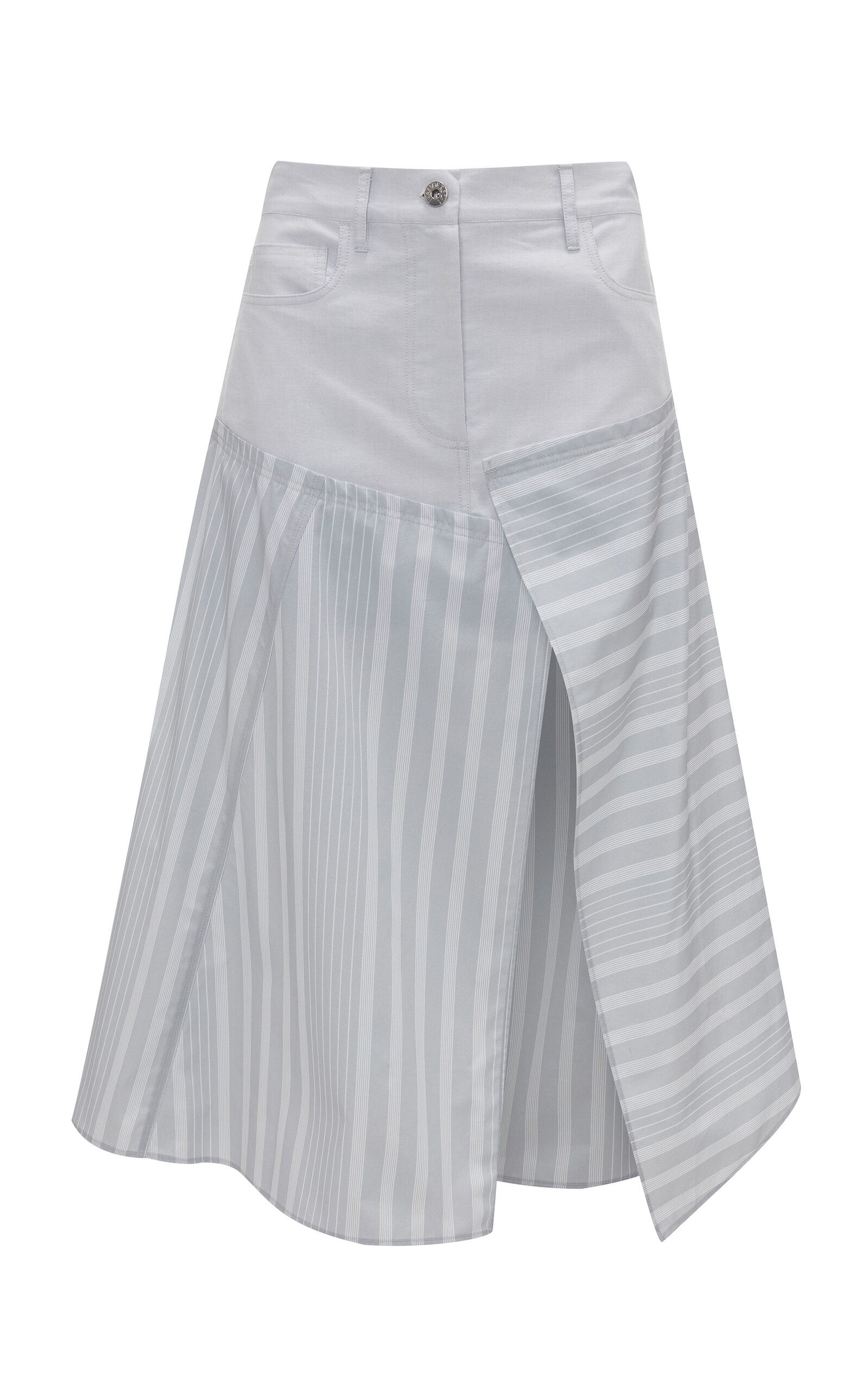 Jw Anderson Patchwork Cotton Midi Skirt In Gray