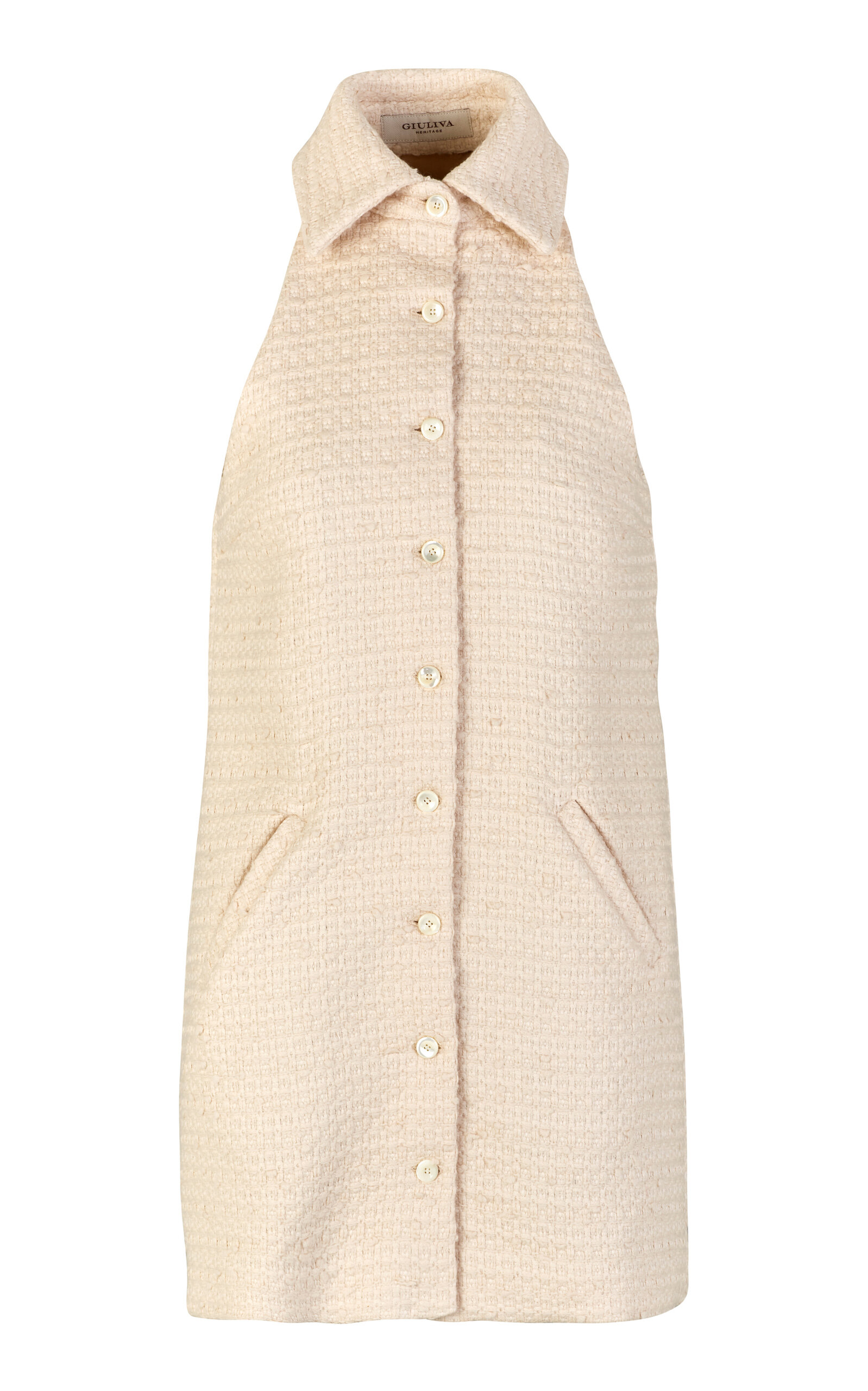 Shop Giuliva Heritage Edda Ctton-wool Mini Halter Dress In Ivory